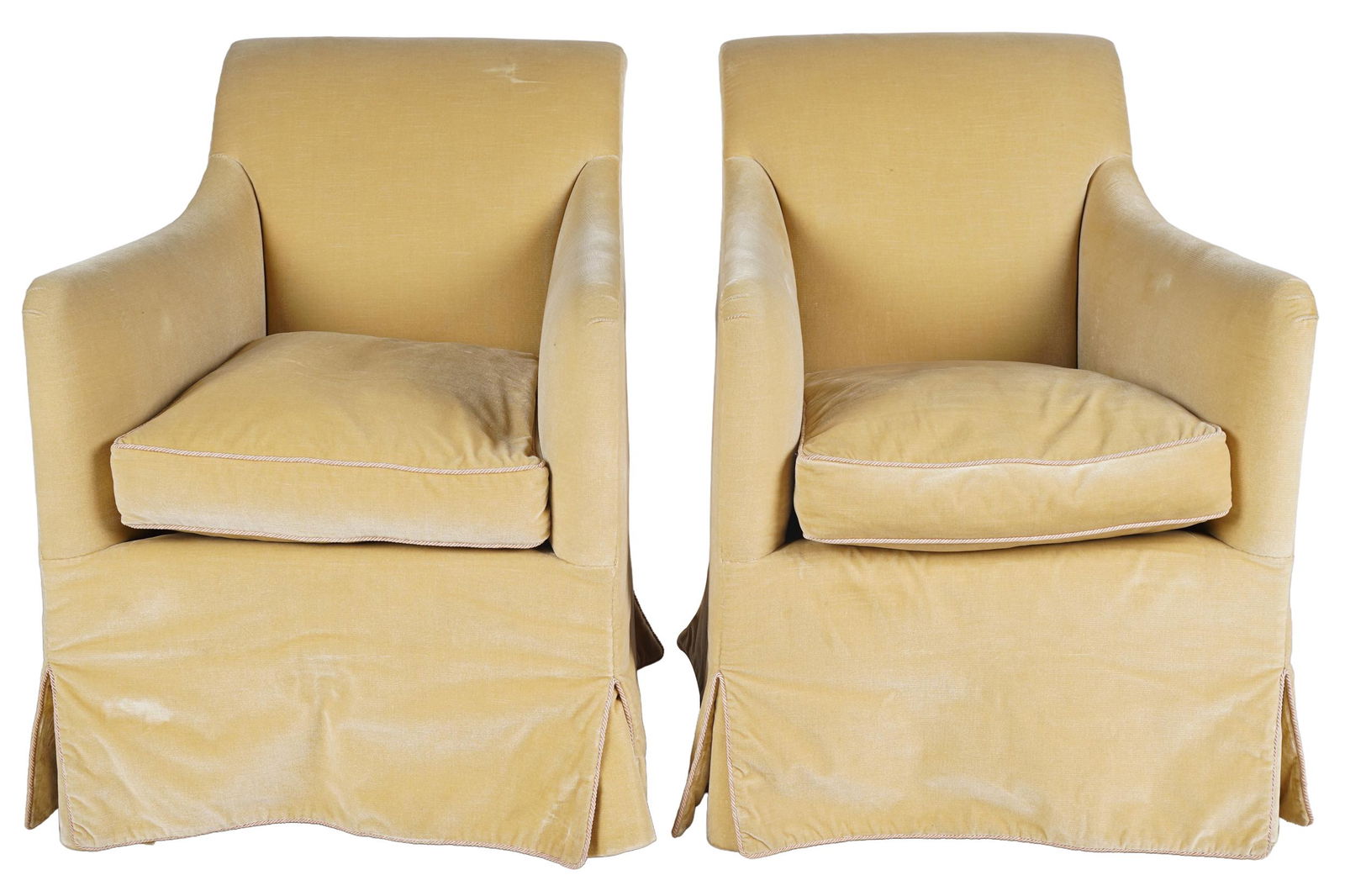 PAIR OF YELLOW UPHOLSTERED CLUB CHAIRS (1 of 12)