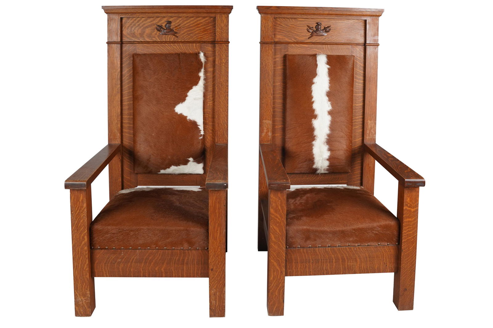 PAIR OF HENDERSON-AMES CO. OAK HALL CHAIRS (1 of 11)