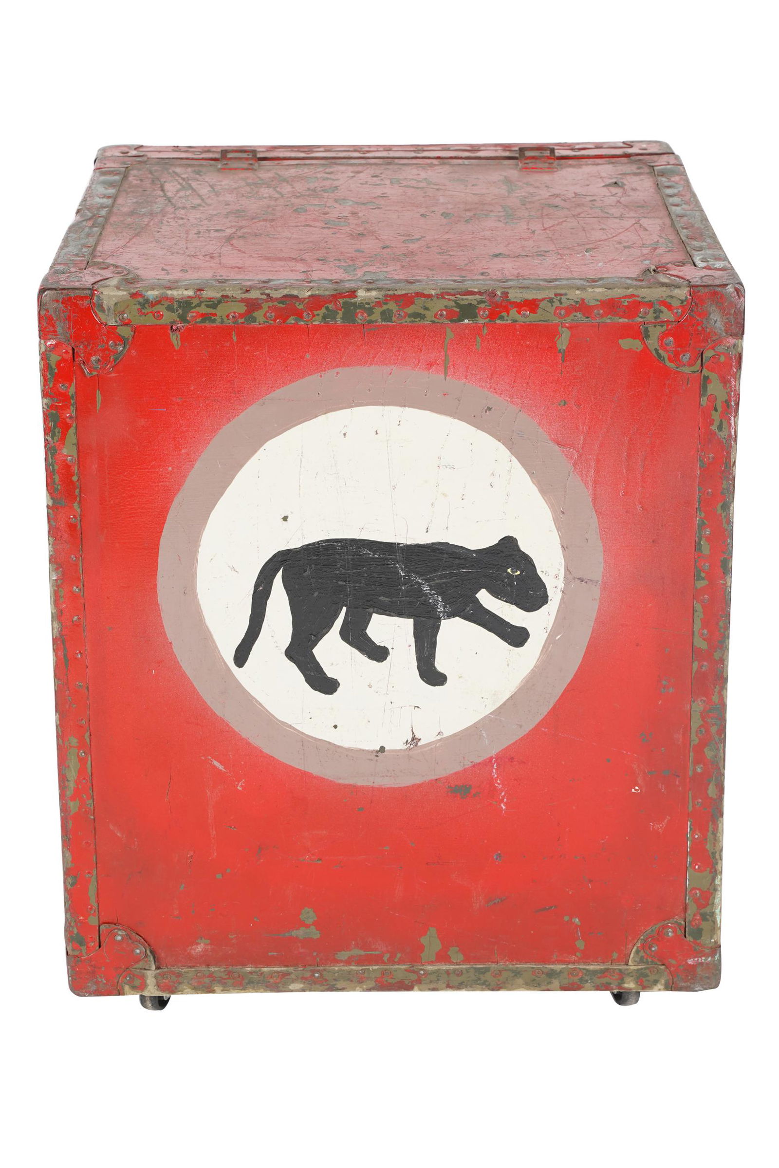 PAINTED & METAL-MOUNTED TRAVEL TRUNK (1 of 7)