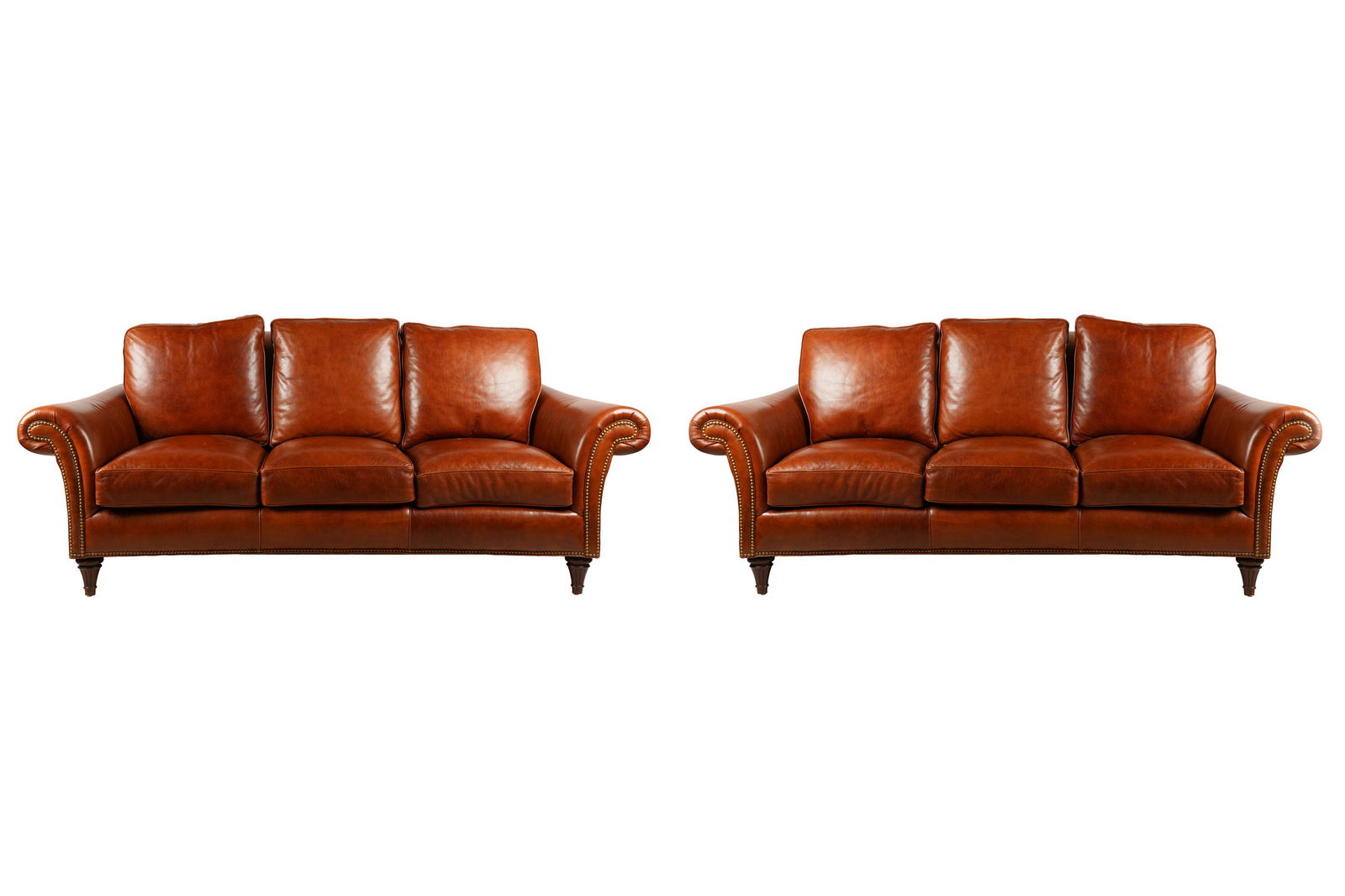 PAIR OF HANCOCK & MOORE BROWN  LEATHER SOFAS (1 of 11)