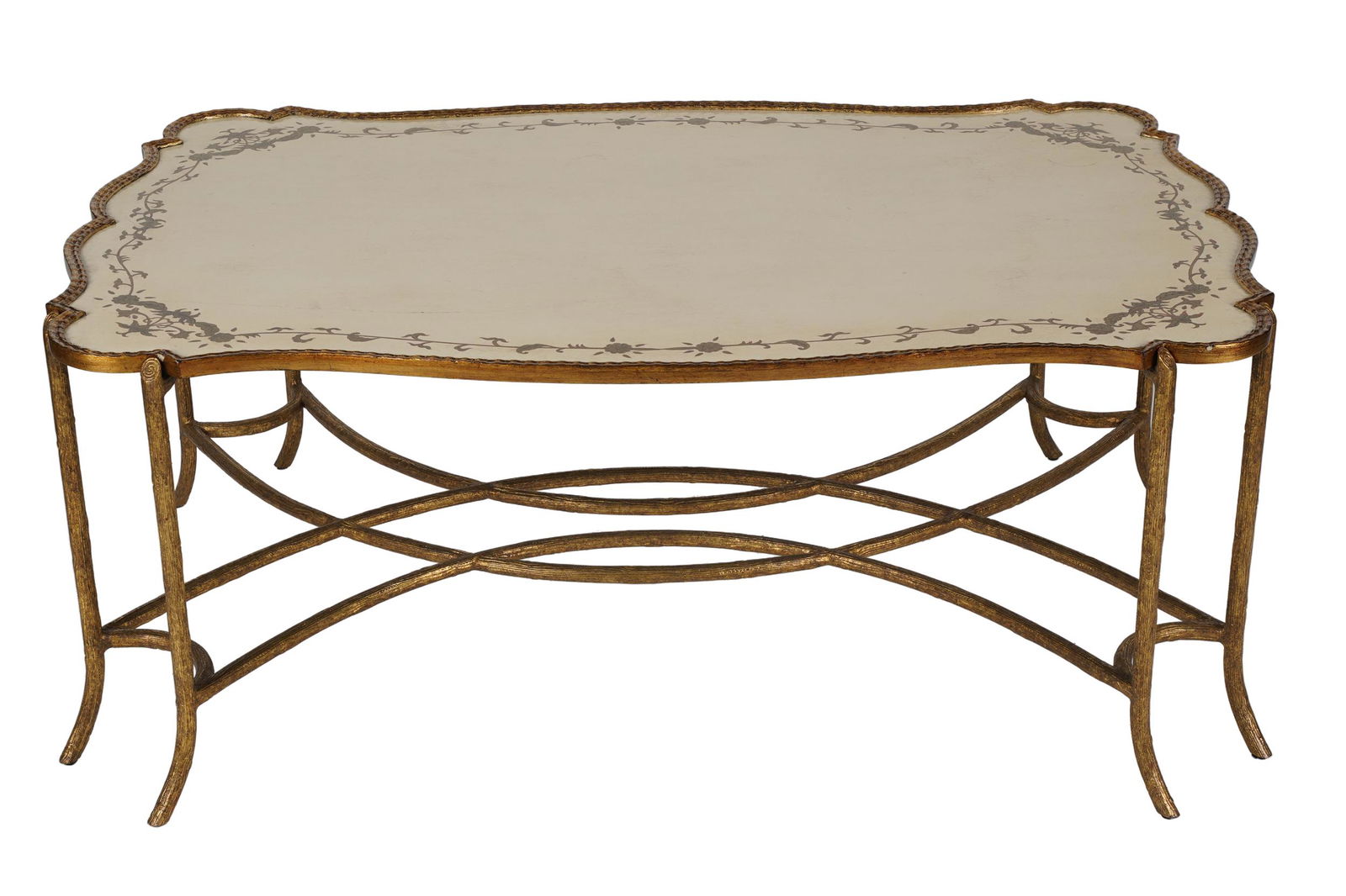 DENNIS & LEEN GILT METAL & WOOD COFFEE TABLE (1 of 8)