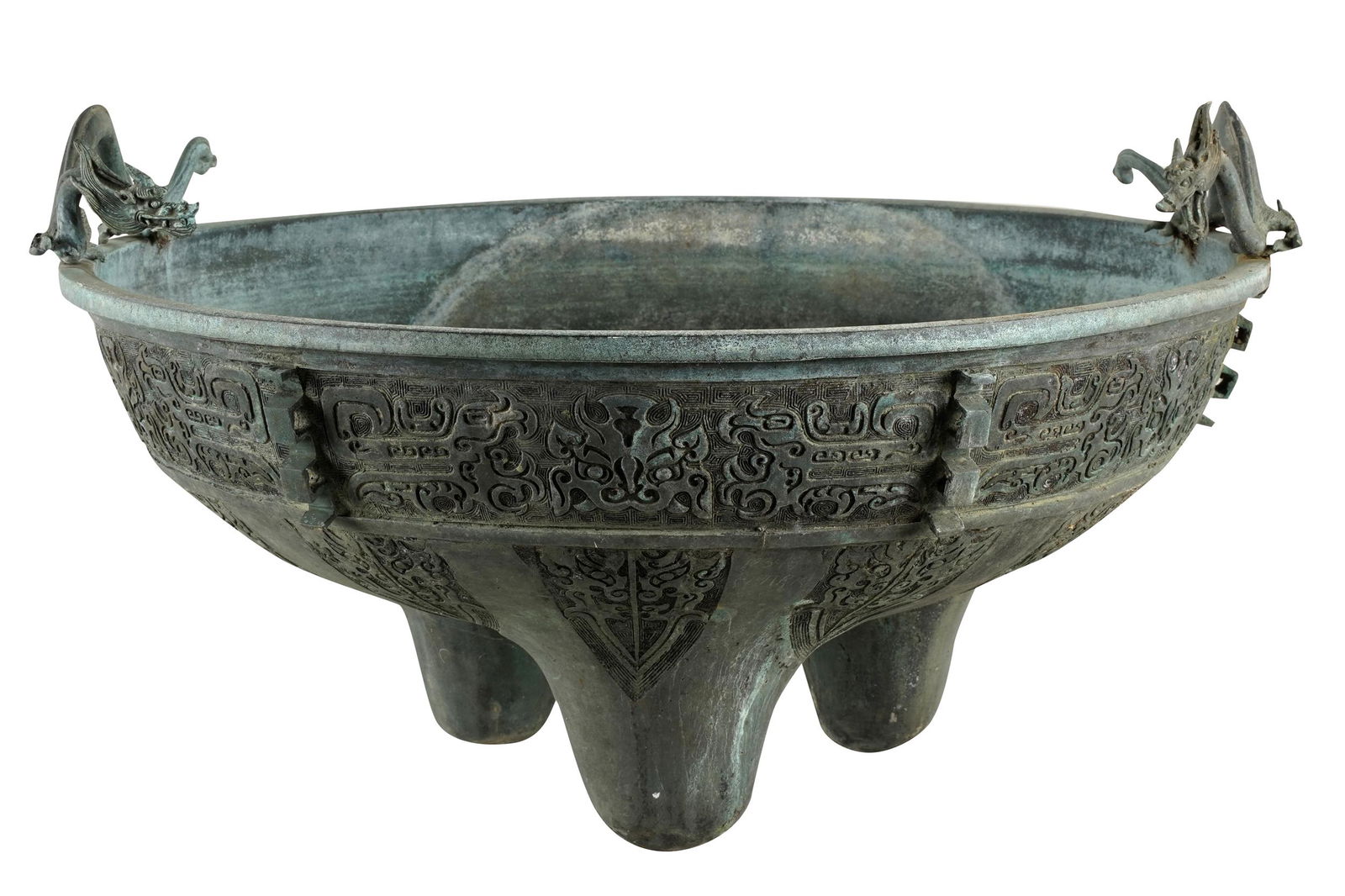 ASIAN BRONZE LARGE FOOTED BOWL (1 of 10)