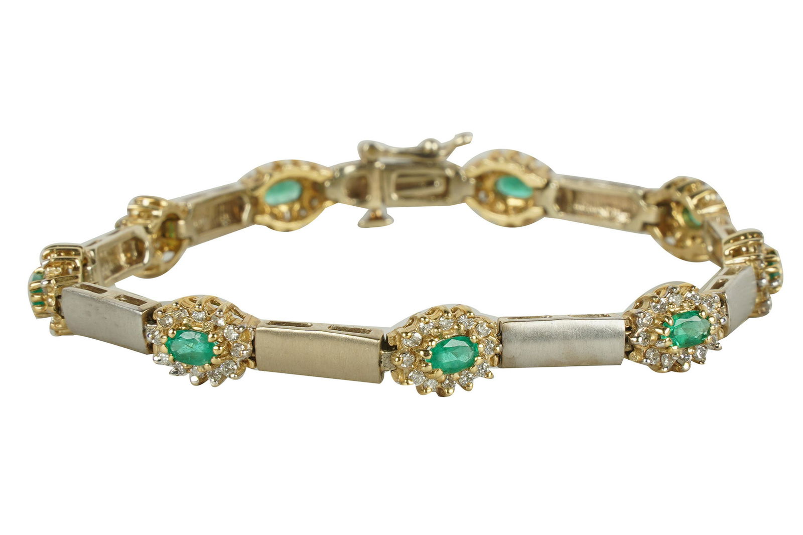 14 KARAT GOLD, DIAMOND, & EMERALD BRACELET (1 of 7)