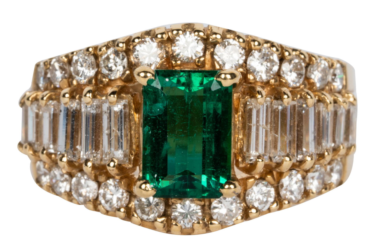 14 KARAT YELLOW GOLD, EMERALD, & DIAMOND RING (1 of 8)