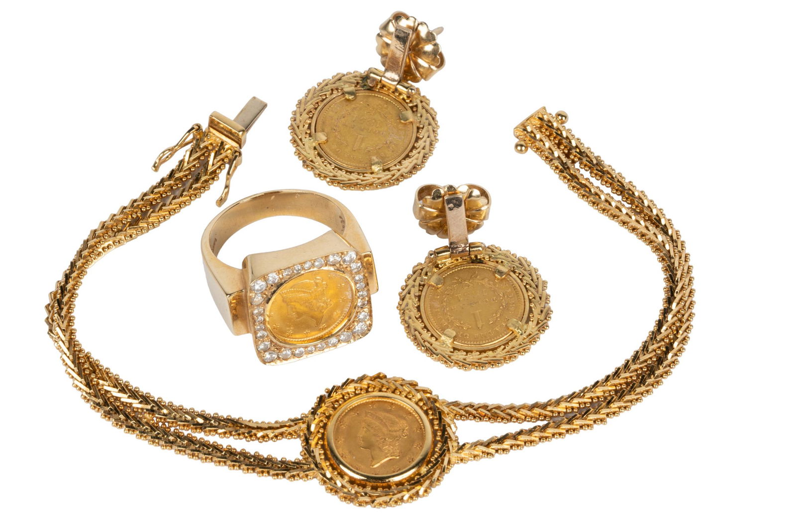 SUITE OF YELLOW GOLD & U.S. COIN JEWELRY (1 of 8)