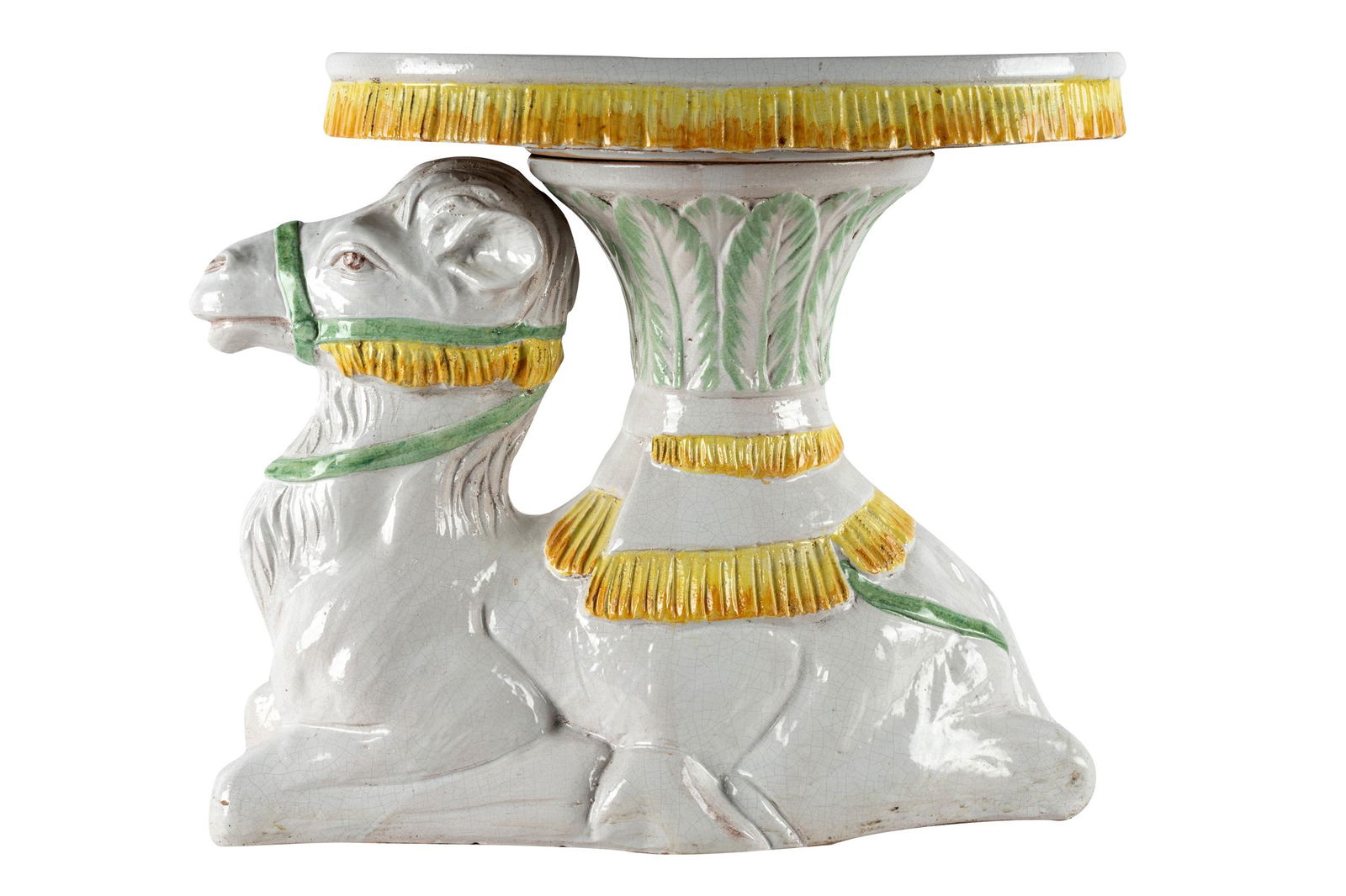 GLAZED CERAMIC CAMEL-FORM END TABLE (1 of 12)