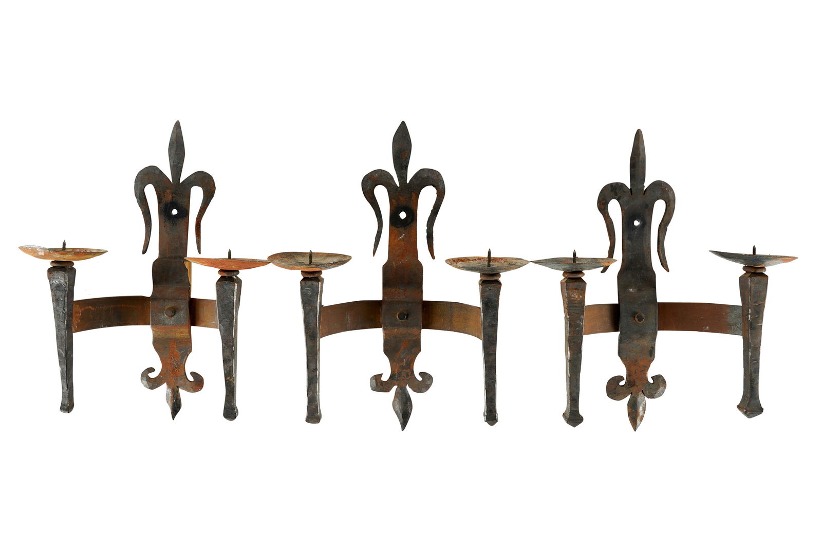THREE SPANISH-STYLE WROUGHT IRON CANDLE SCONCES (1 of 9)