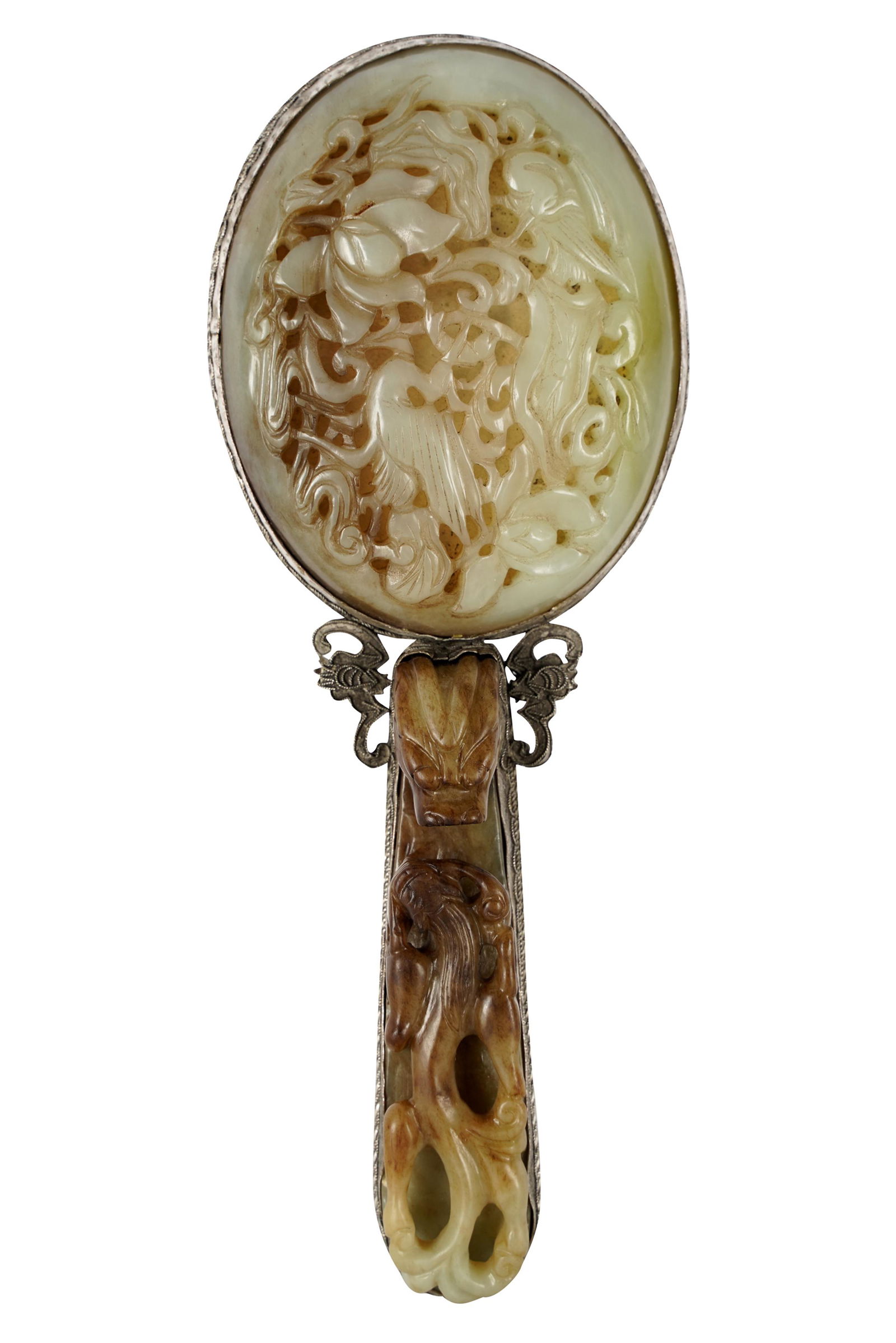 CHINESE SILVER & JADE HAND MIRROR (1 of 5)