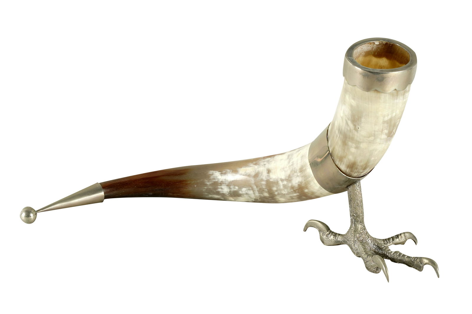 ITALIAN SILVERPLATE-MOUNTED HORN (1 of 7)