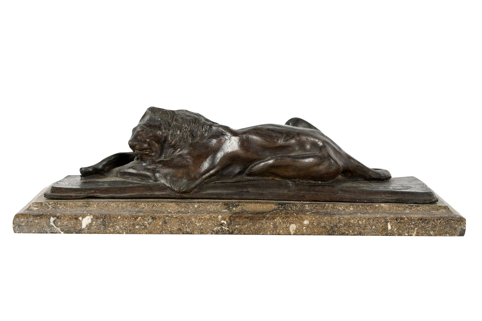 BRONZE FIGURE OF A RECLINING LION (1 of 8)