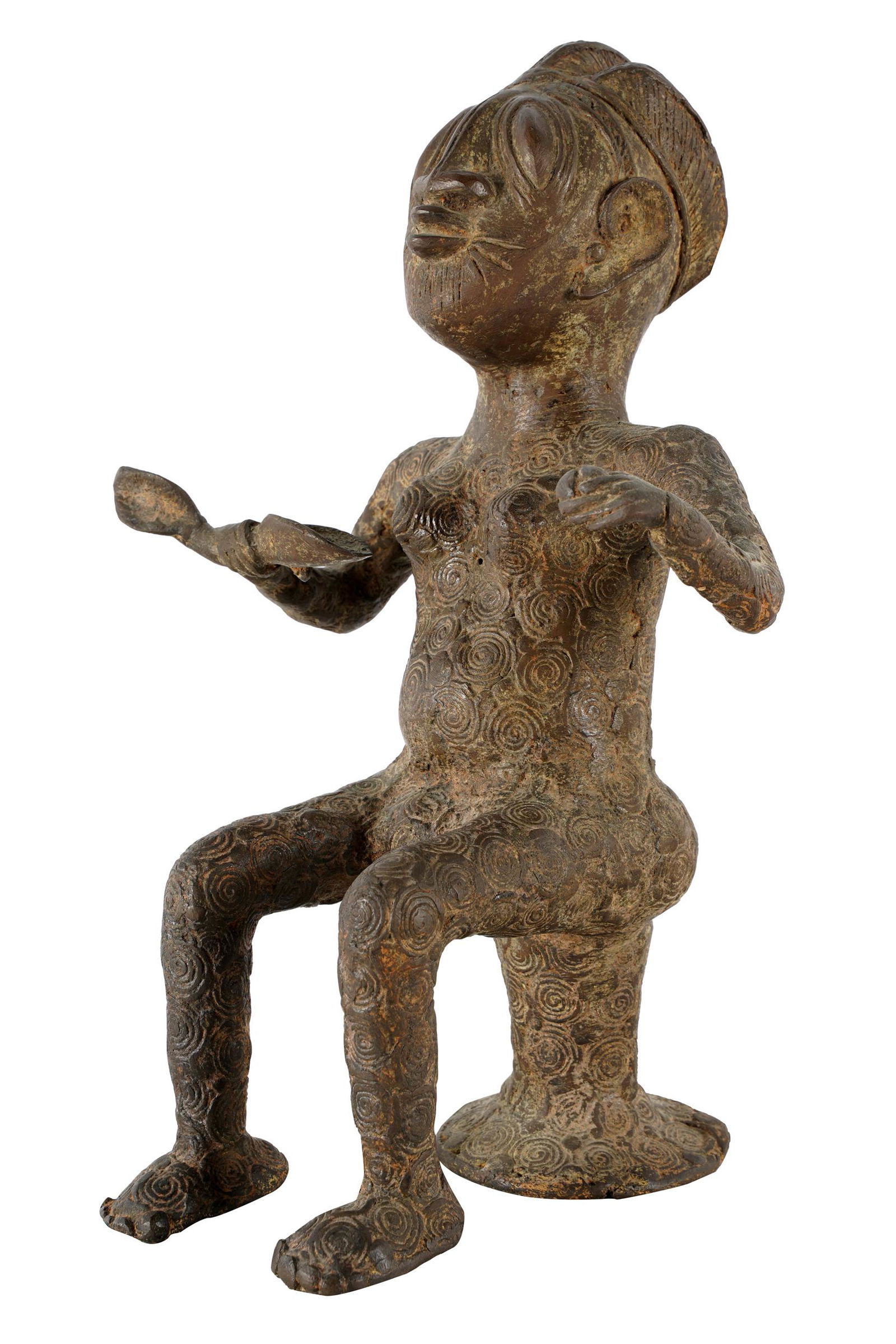 AFRICAN SEATED BRONZE FIGURE (1 of 11)