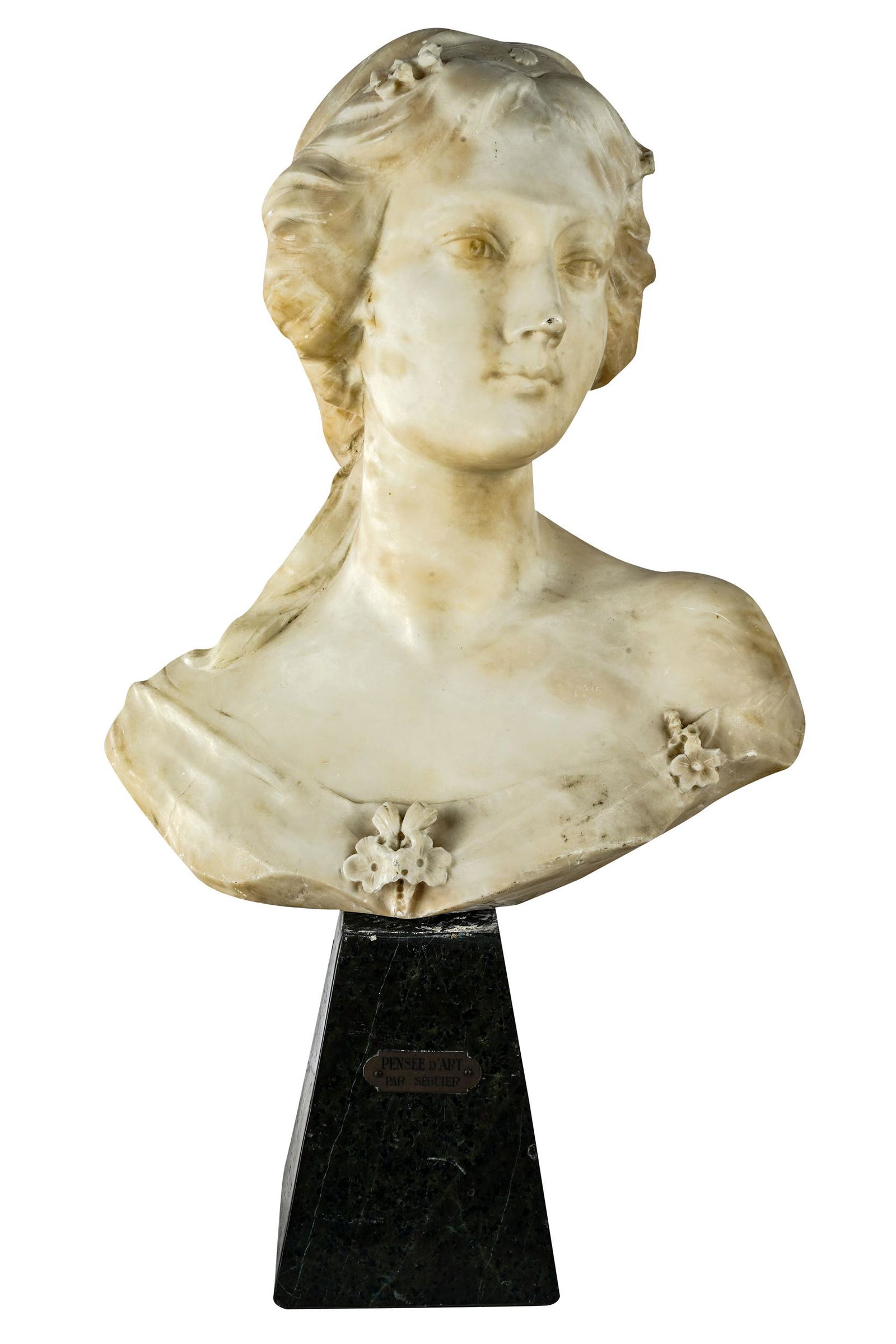 FRENCH MARBLE BUST: "PENSEE D'ART" (1 of 8)