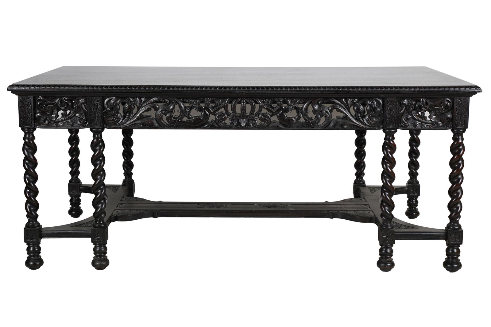 JACOBEAN STYLE EBONIZED WOOD LIBRARY TABLE (1 of 11)