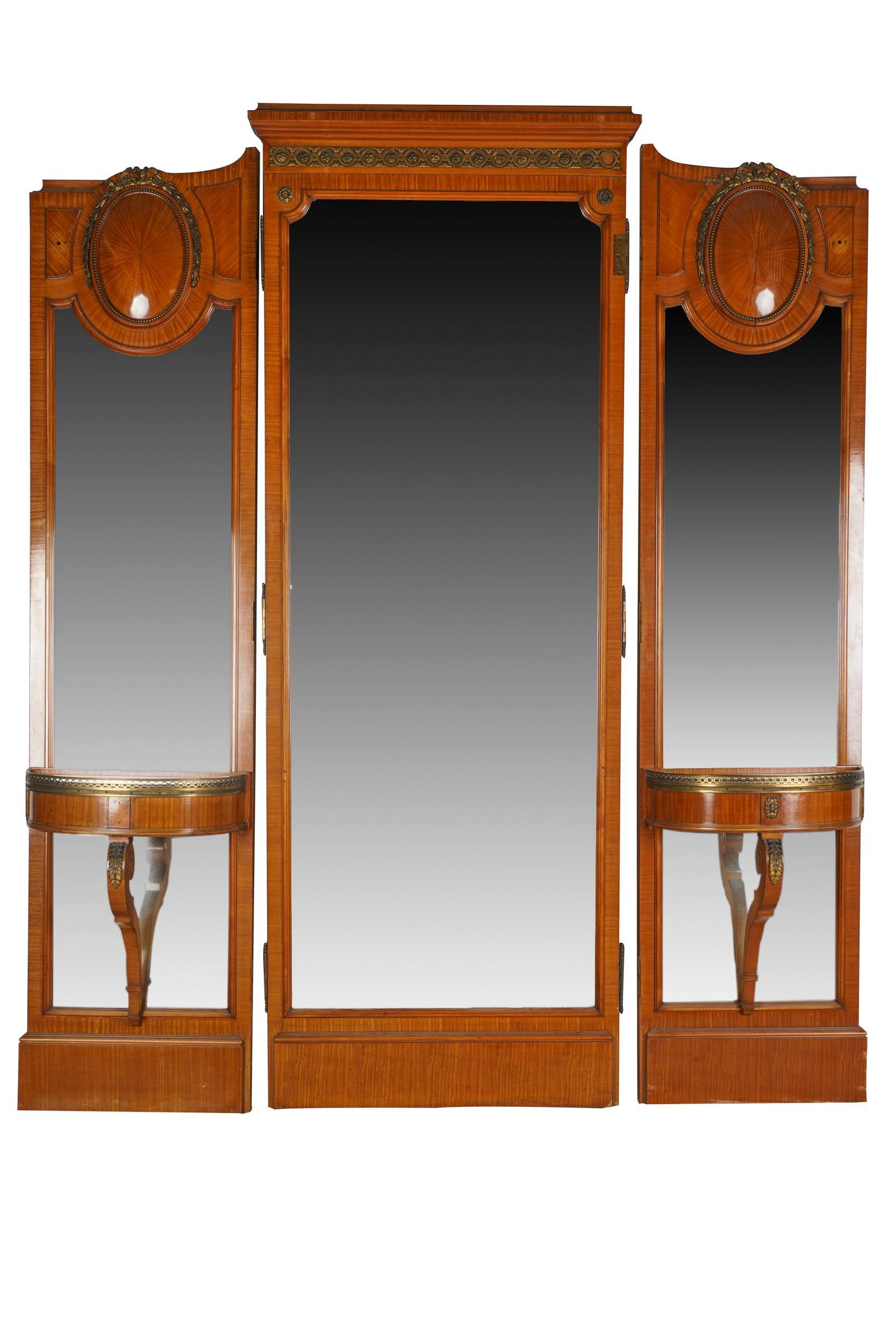 LOUIS XVI STYLE BRONZE-MOUNTED MIRROR TRIPTYCH (1 of 10)