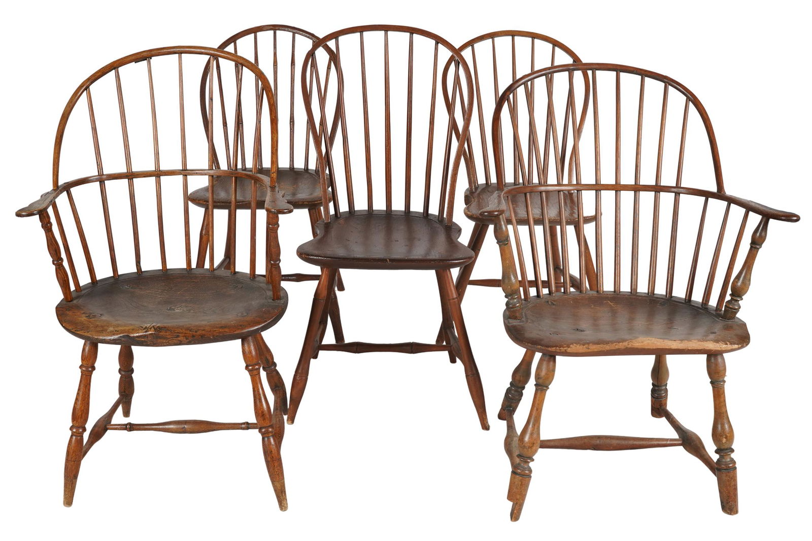 COLLECTION  OF FIVE WINDSOR CHAIRS (1 of 9)