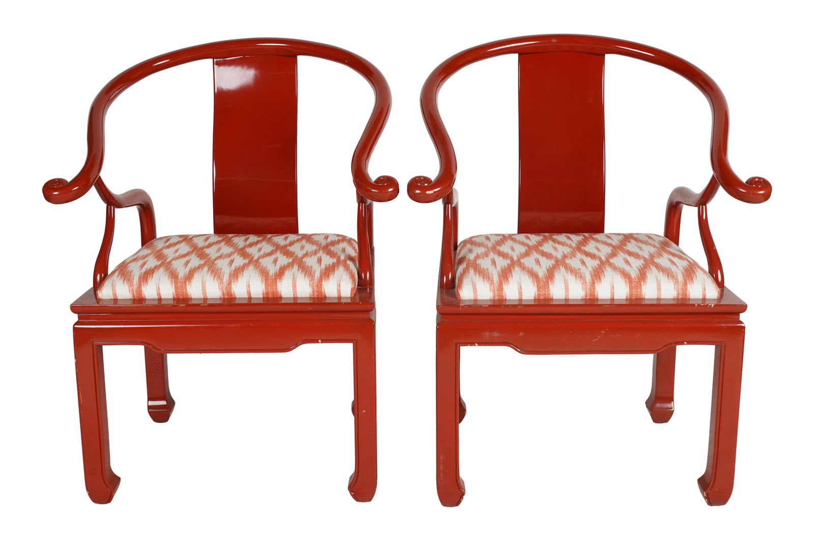 PAIR OF RED-PAINTED ARMCHAIRS (1 of 12)