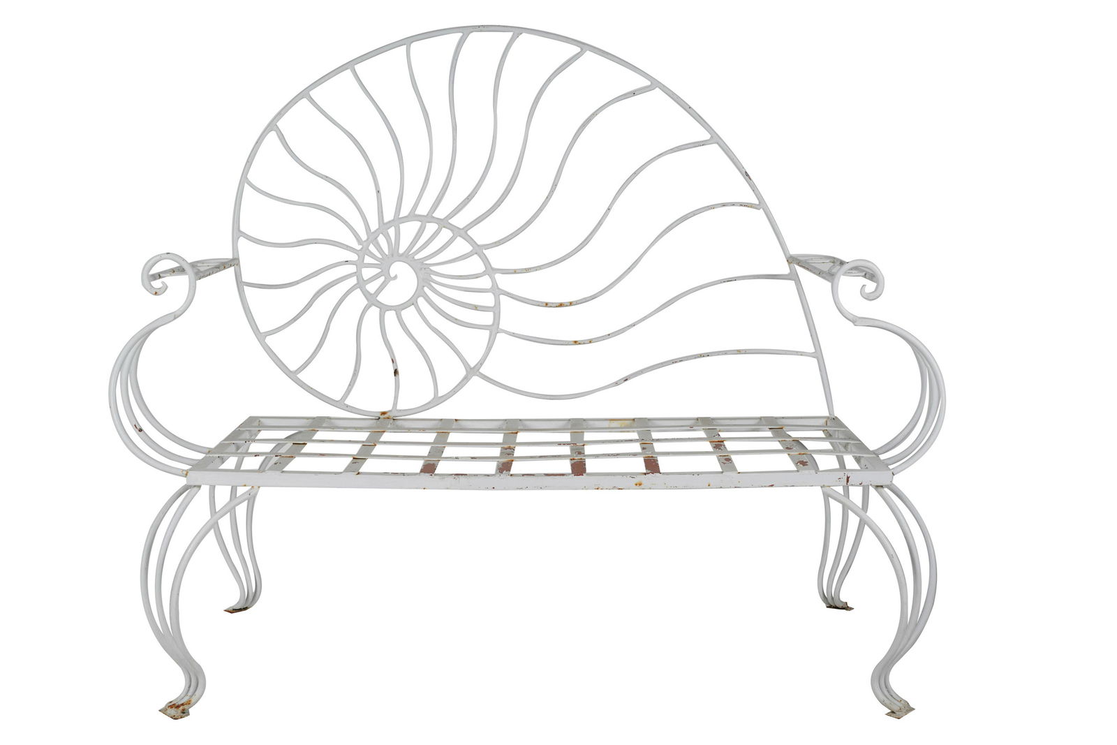 WHITE-PAINTED IRON BENCH (1 of 6)