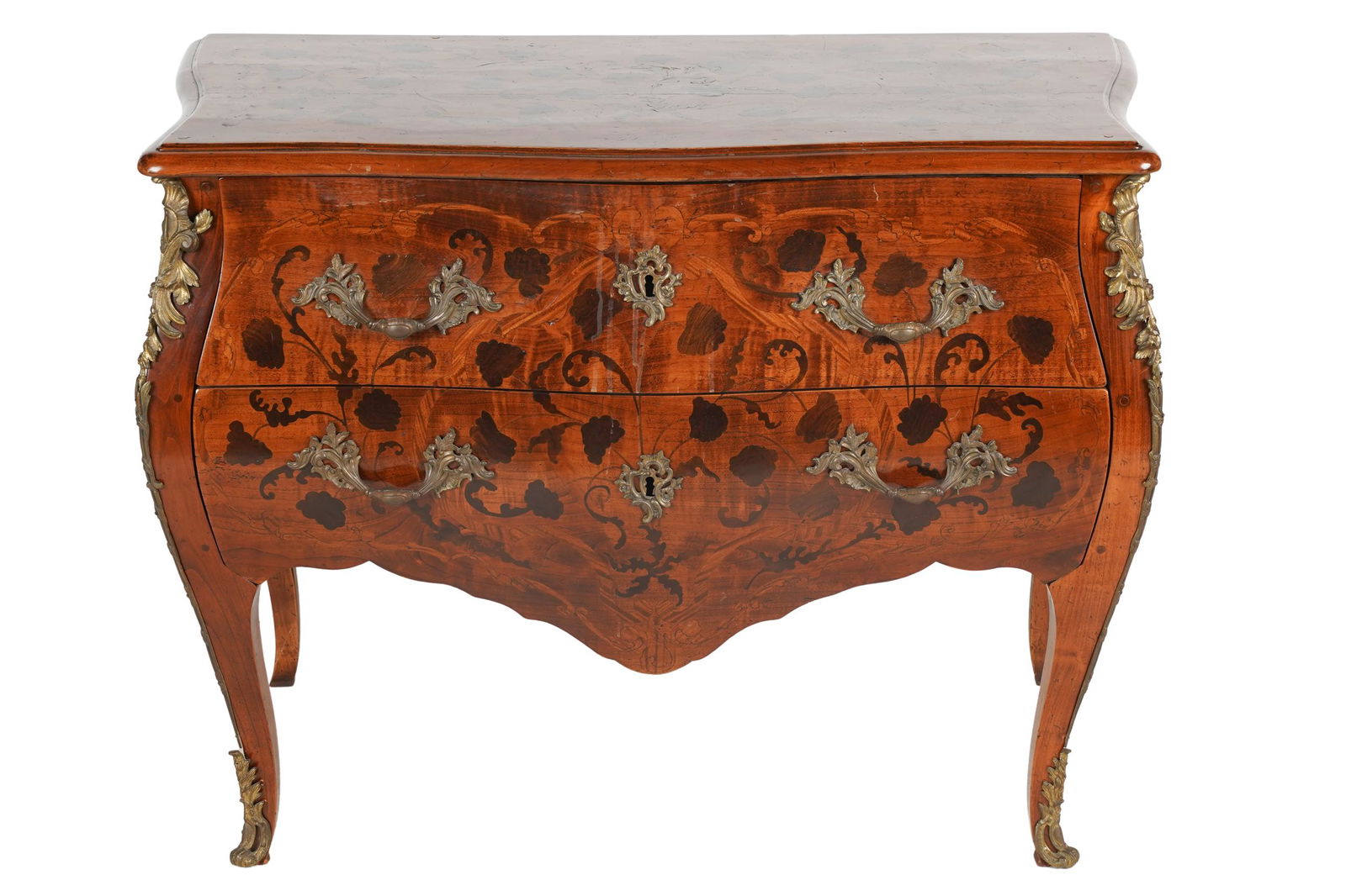 MARQUETRY BOMBE COMMODE (1 of 7)