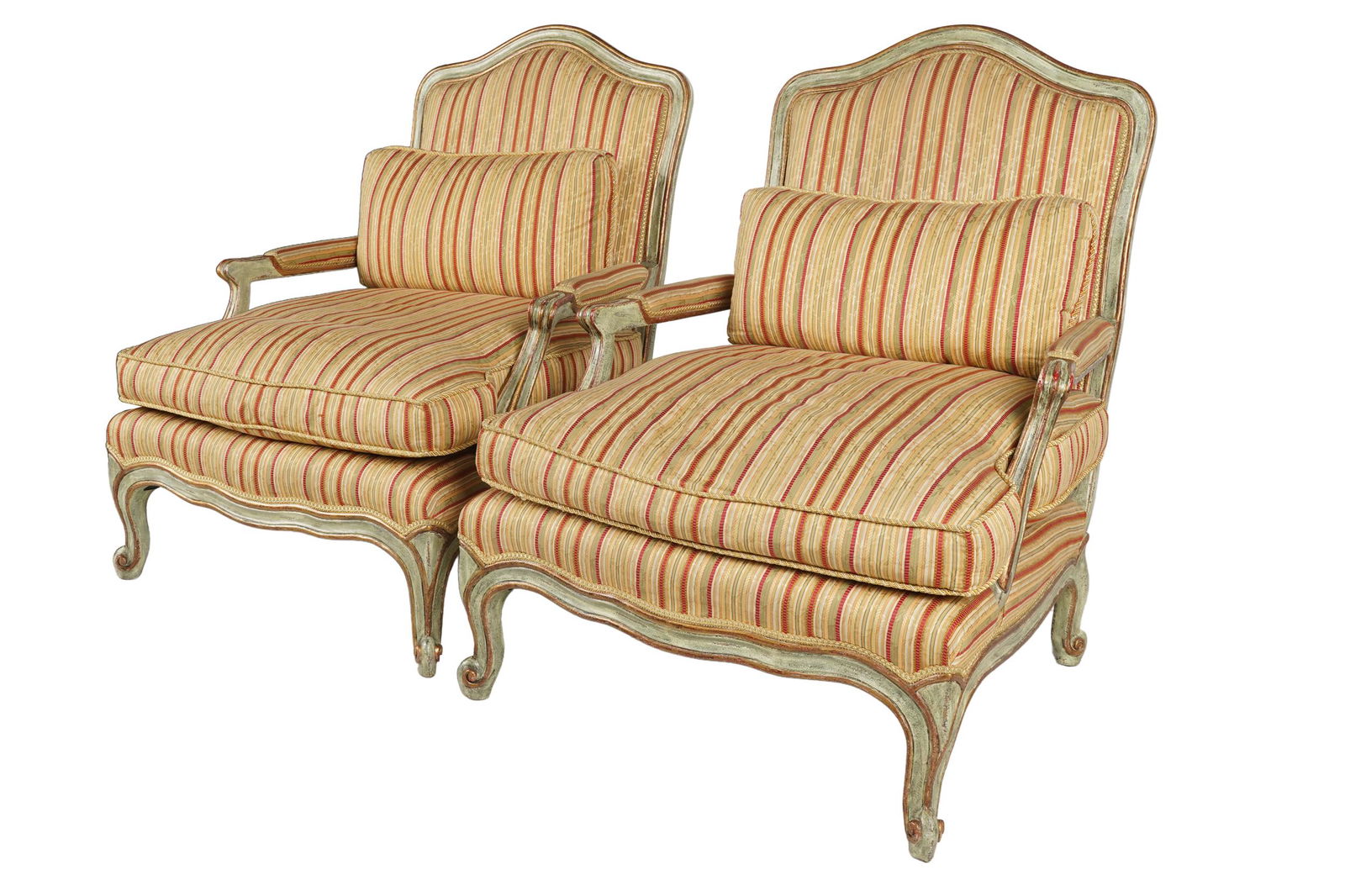 PAIR OF MINTON-SPIDELL STRIPED BERGERES (1 of 11)