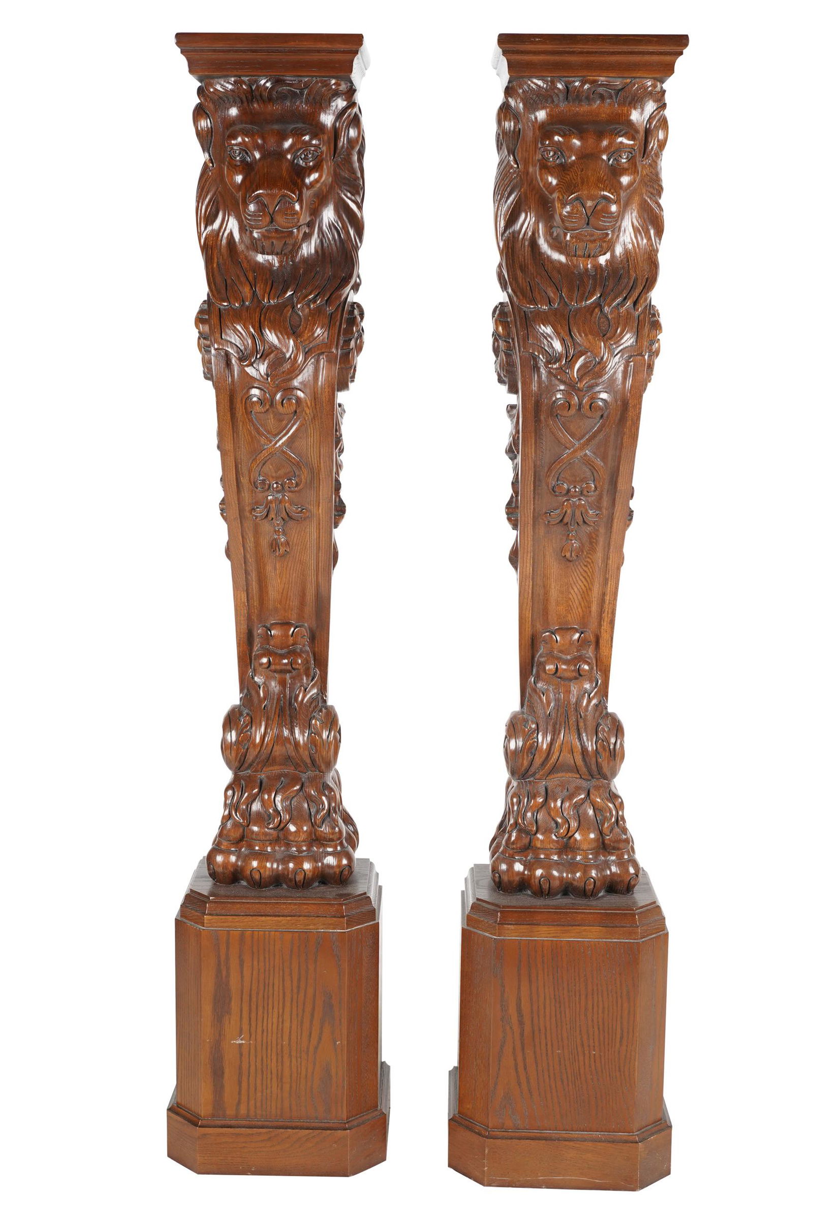 RAYMOND ENKEBOLL: PAIR OF CARVED WOOD BRACKET PEDESTALS (1 of 10)