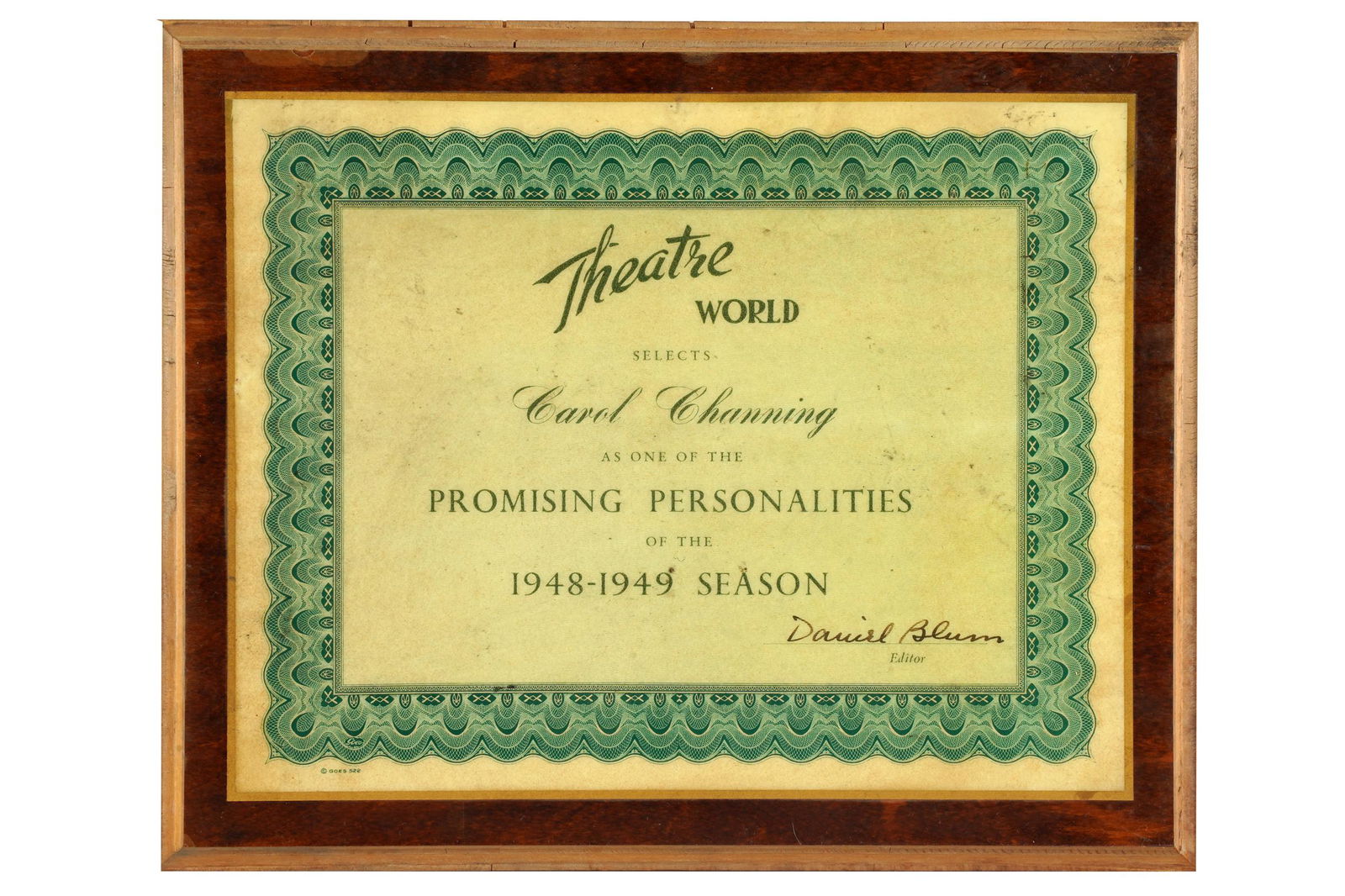 CAROL CHANNING 1948-49 PROMISING PERSONALITIES AWARD (1 of 7)