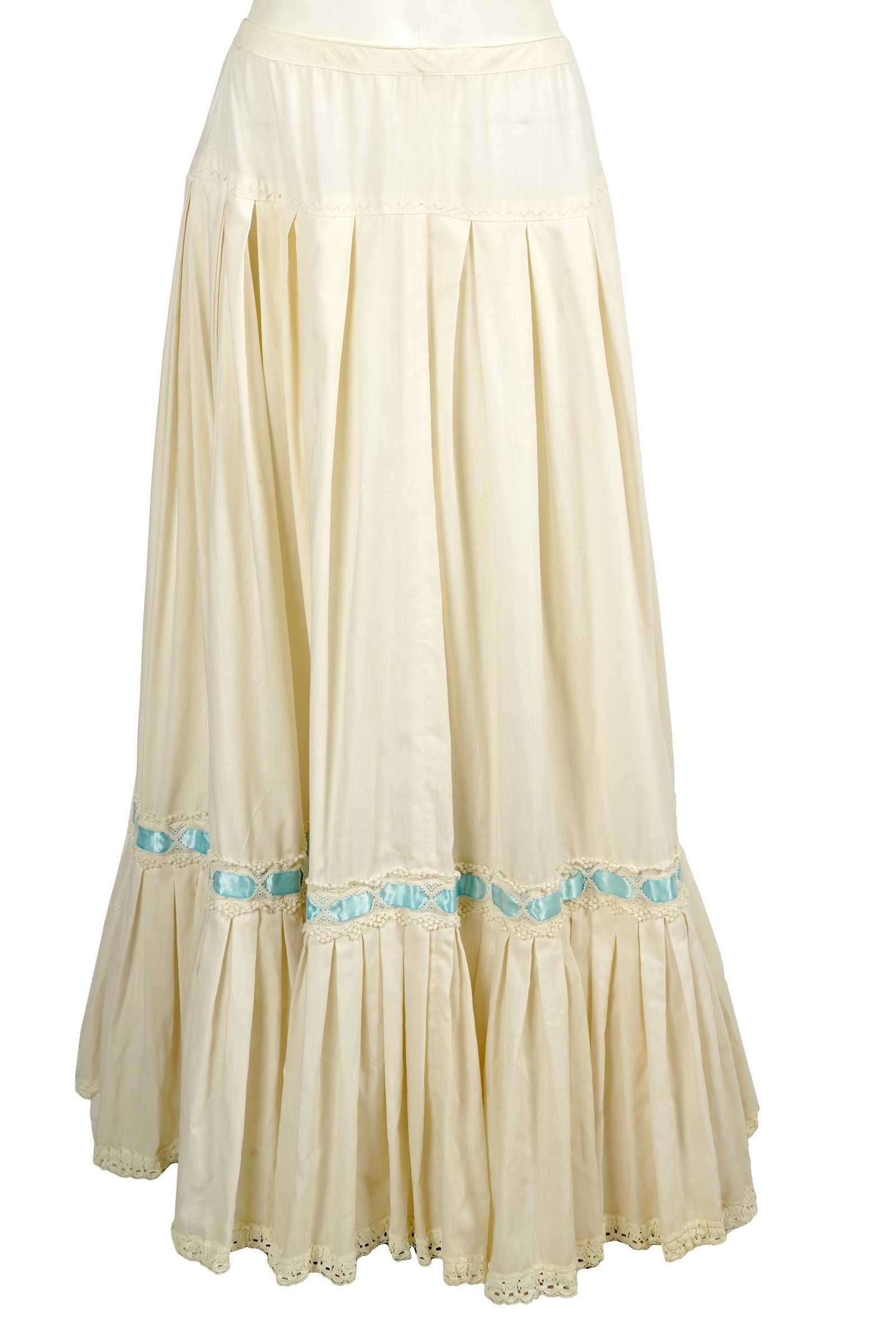 CAROL CHANNING "GRACE COSTUMES NEW YORK" SKIRT: with label. with sewn-in additional petticoat and blue ribbon on hem