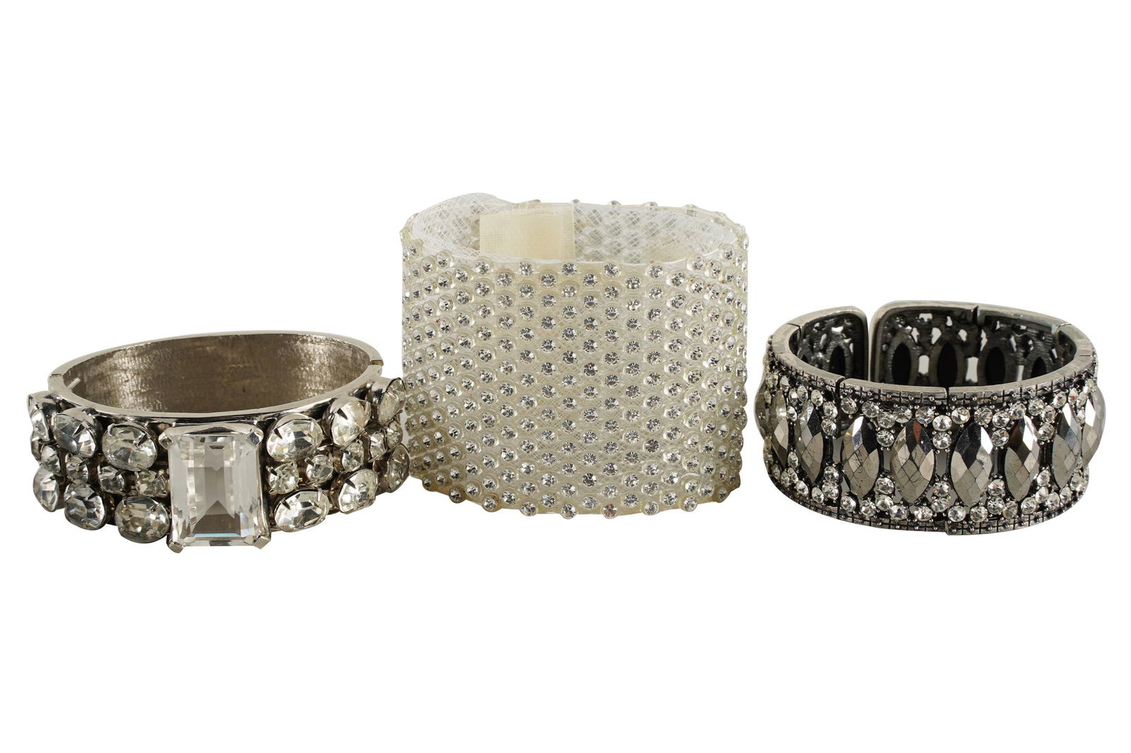 THREE CAROL CHANNING RHINESTONE BRACELETS (1 of 8)