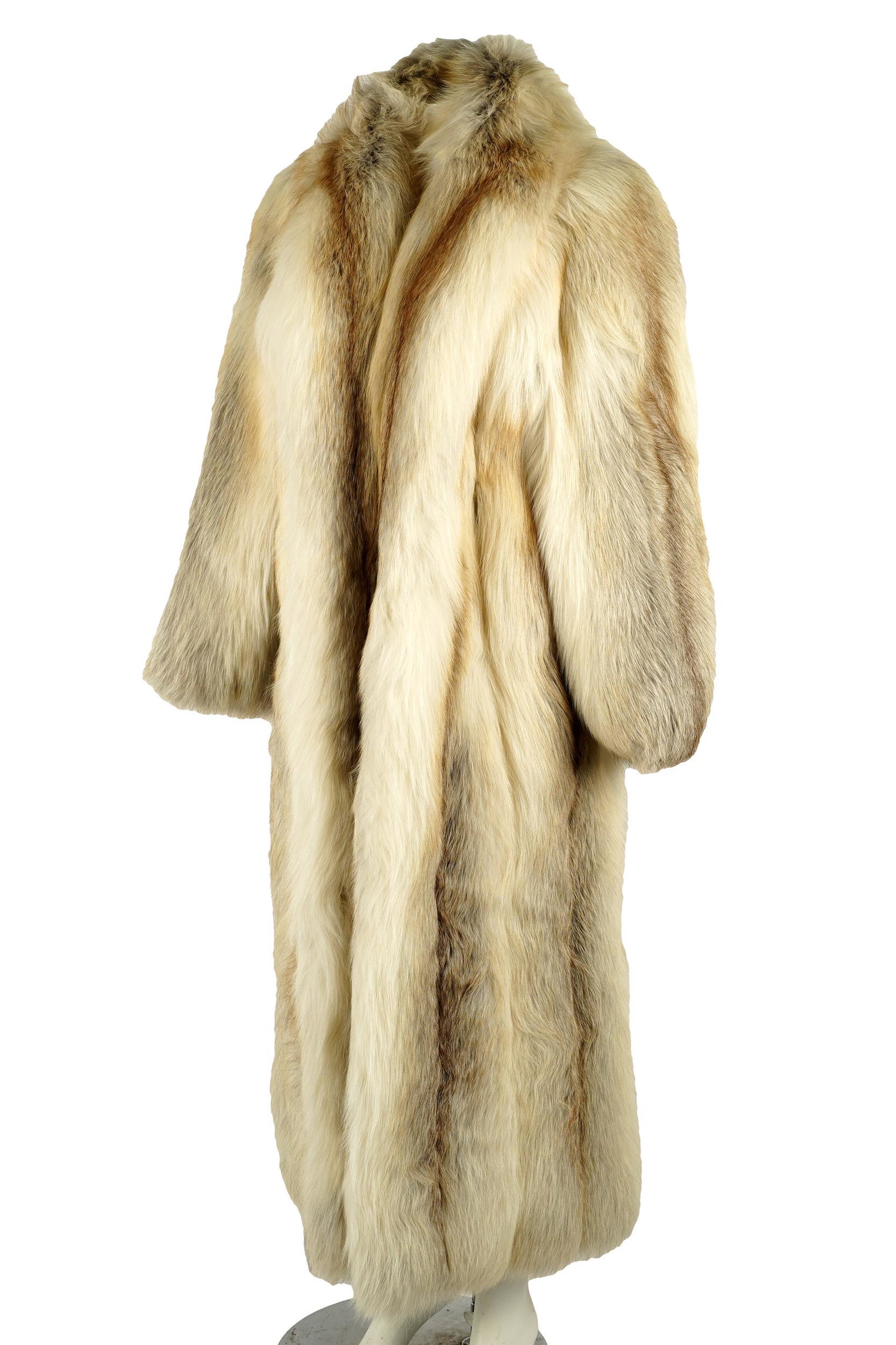 CAROL CHANNING FOX FUR COAT: with 'L R' embroidered in interior lining