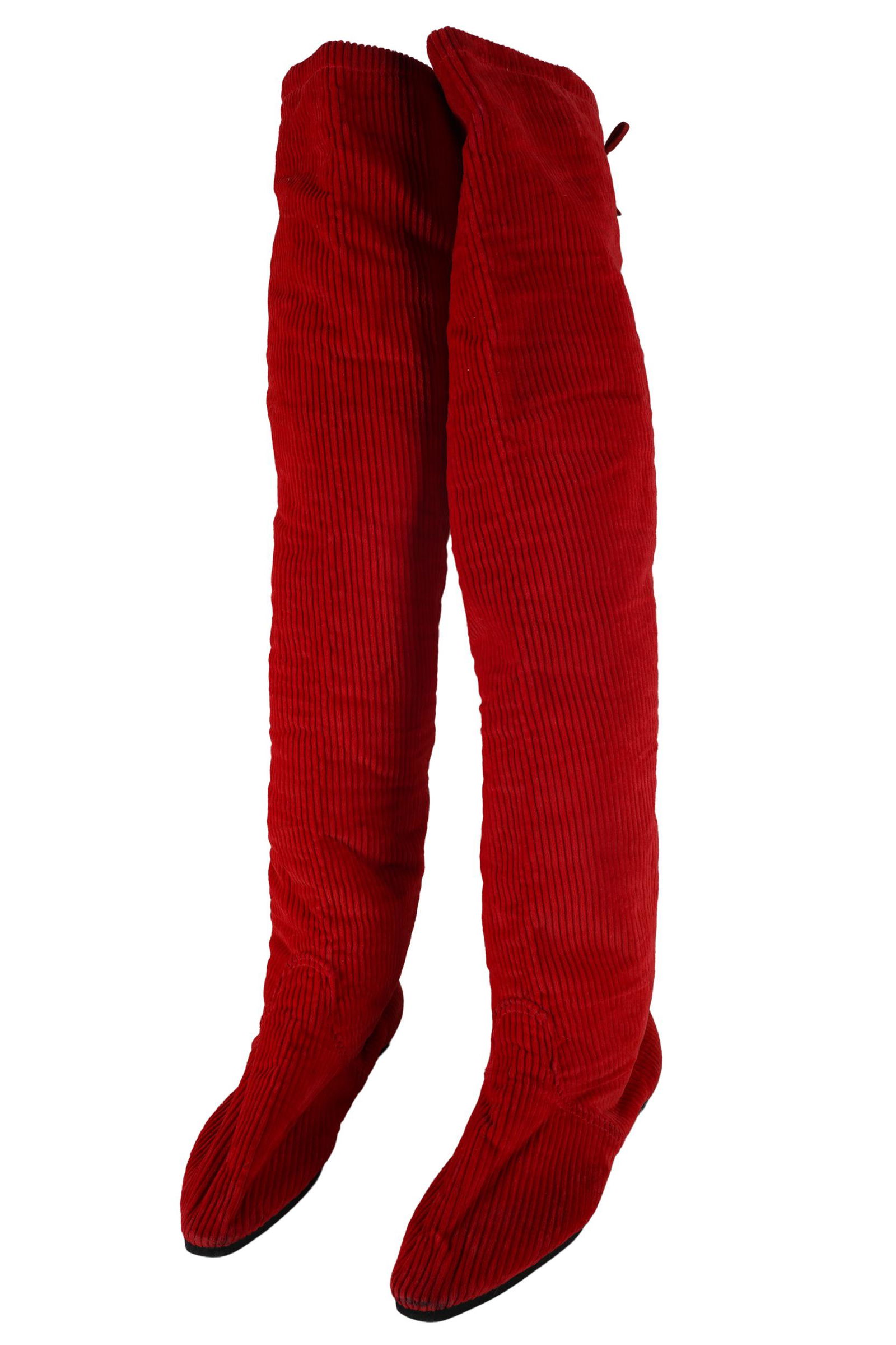 CAROL CHANNING CAPEZIOS RED COURDUROY SLOUCH BOOTS (1 of 16)