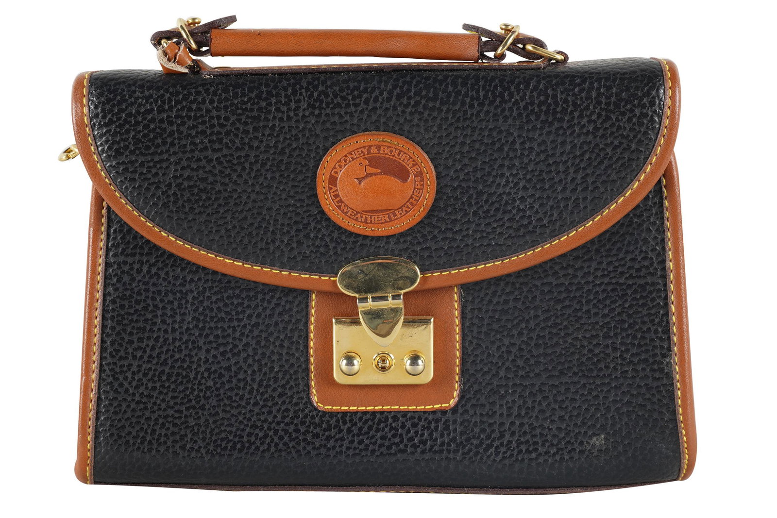CAROL CHANNING DOONEY & BOURKE LEATHER HANDBAG: 11 inches wide