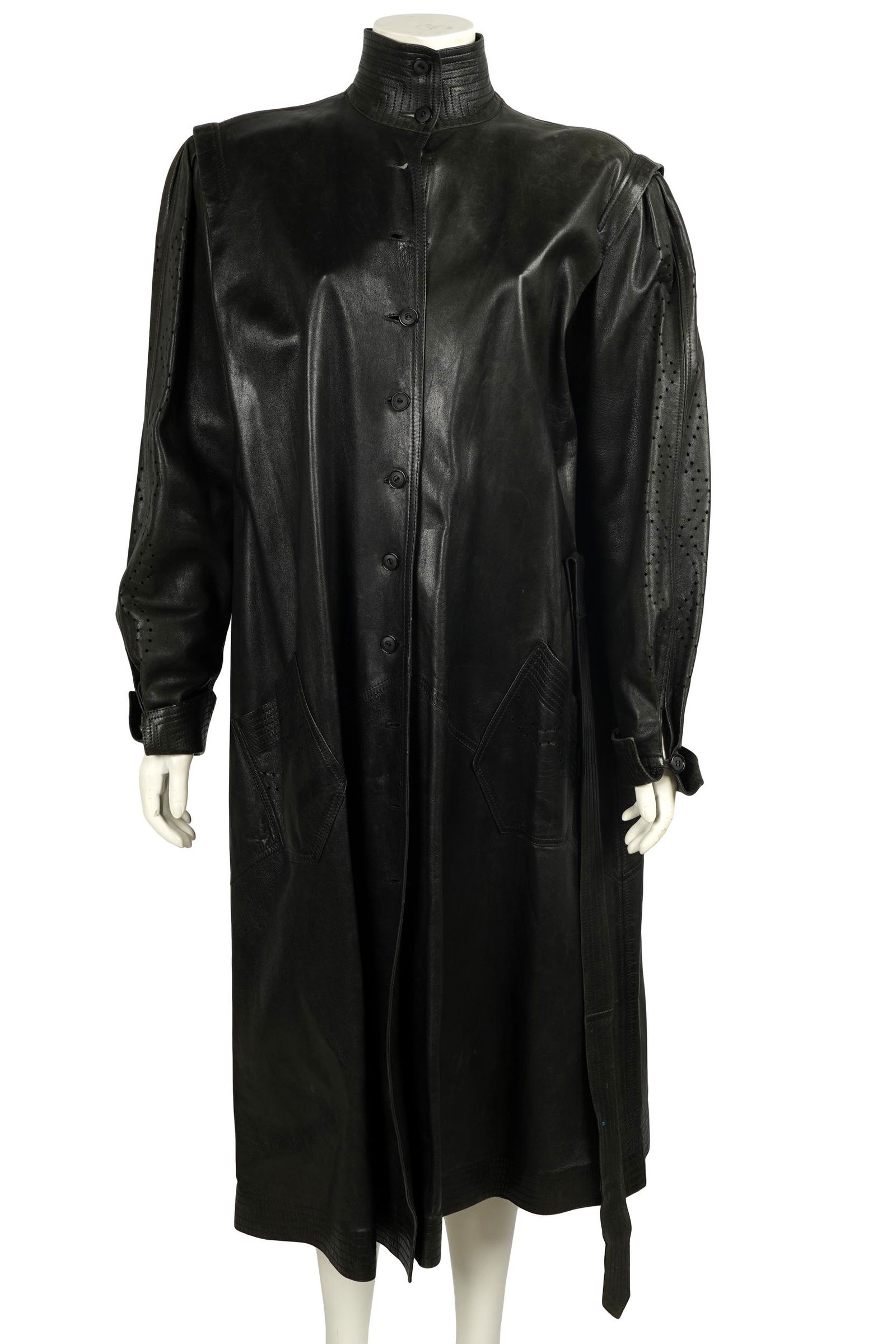 CAROL CHANNING VINTAGE LEATHER TRENCH COAT (1 of 10)