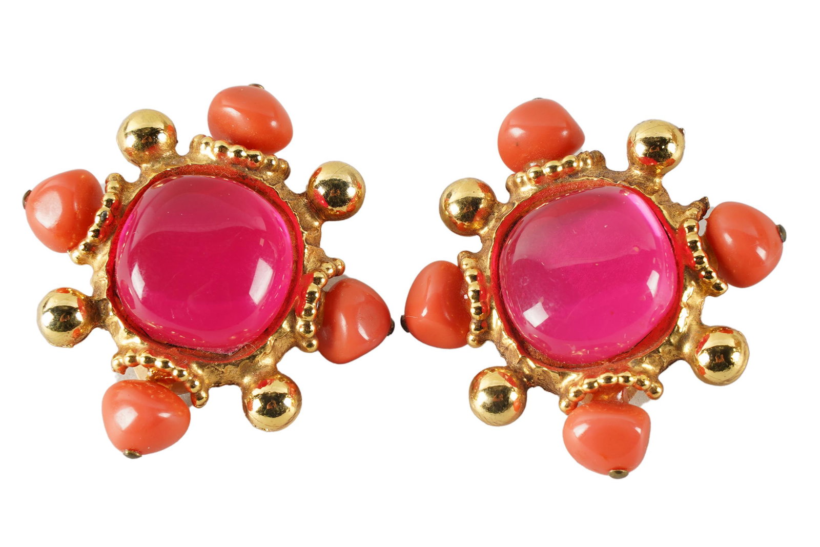CAROL CHANNING CHRISTIAN LACROIX PAIR OF EARCLIPS: 1 1/4 inches square
