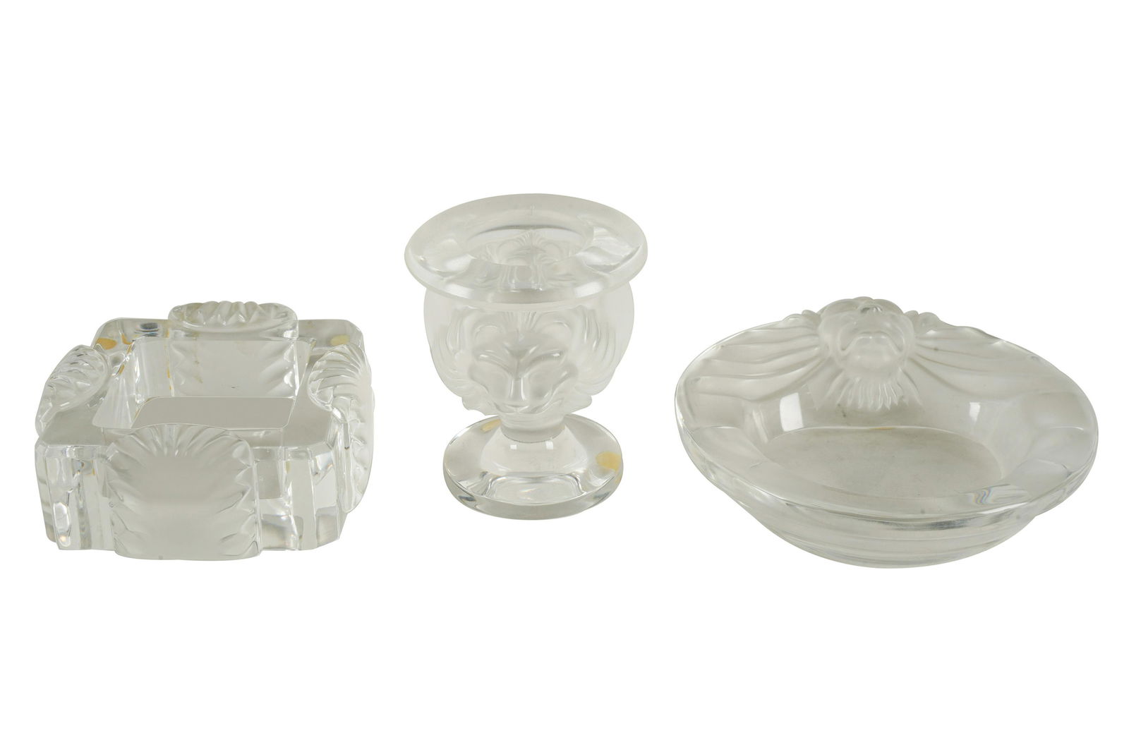 THREE-PIECE LALIQUE GLASS SMOKING SET (1 of 8)