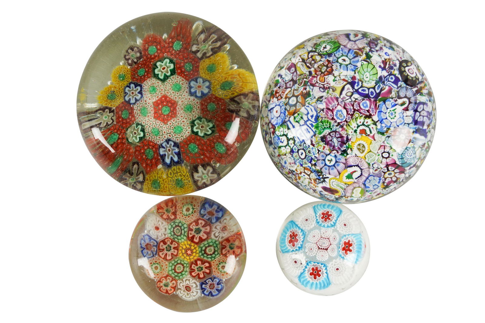 FOUR MILLEFIORI ART GLASS PAPERWEIGHTS (1 of 7)