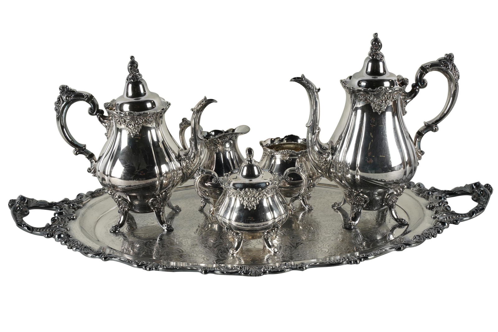 WALLACE 'BAROQUE' SILVERPLATE TEA SERVICE (1 of 14)