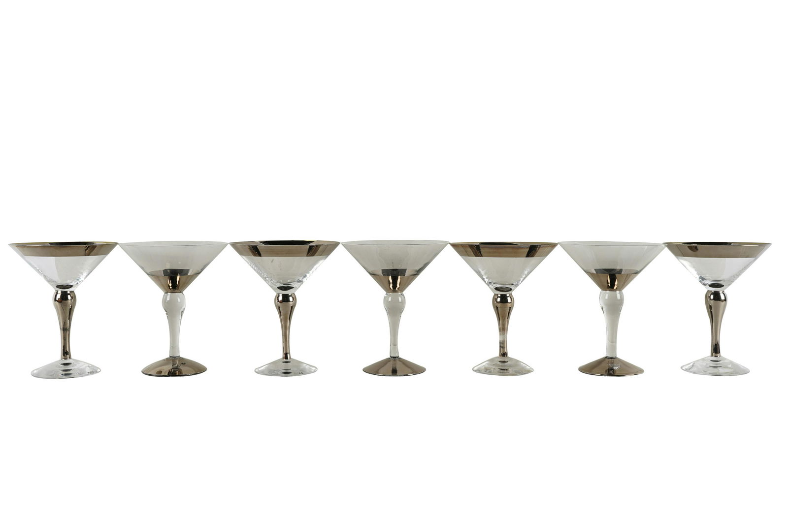 SEVEN ORREFORS MARTINI GLASSES: signed; 6 1/2 inches high