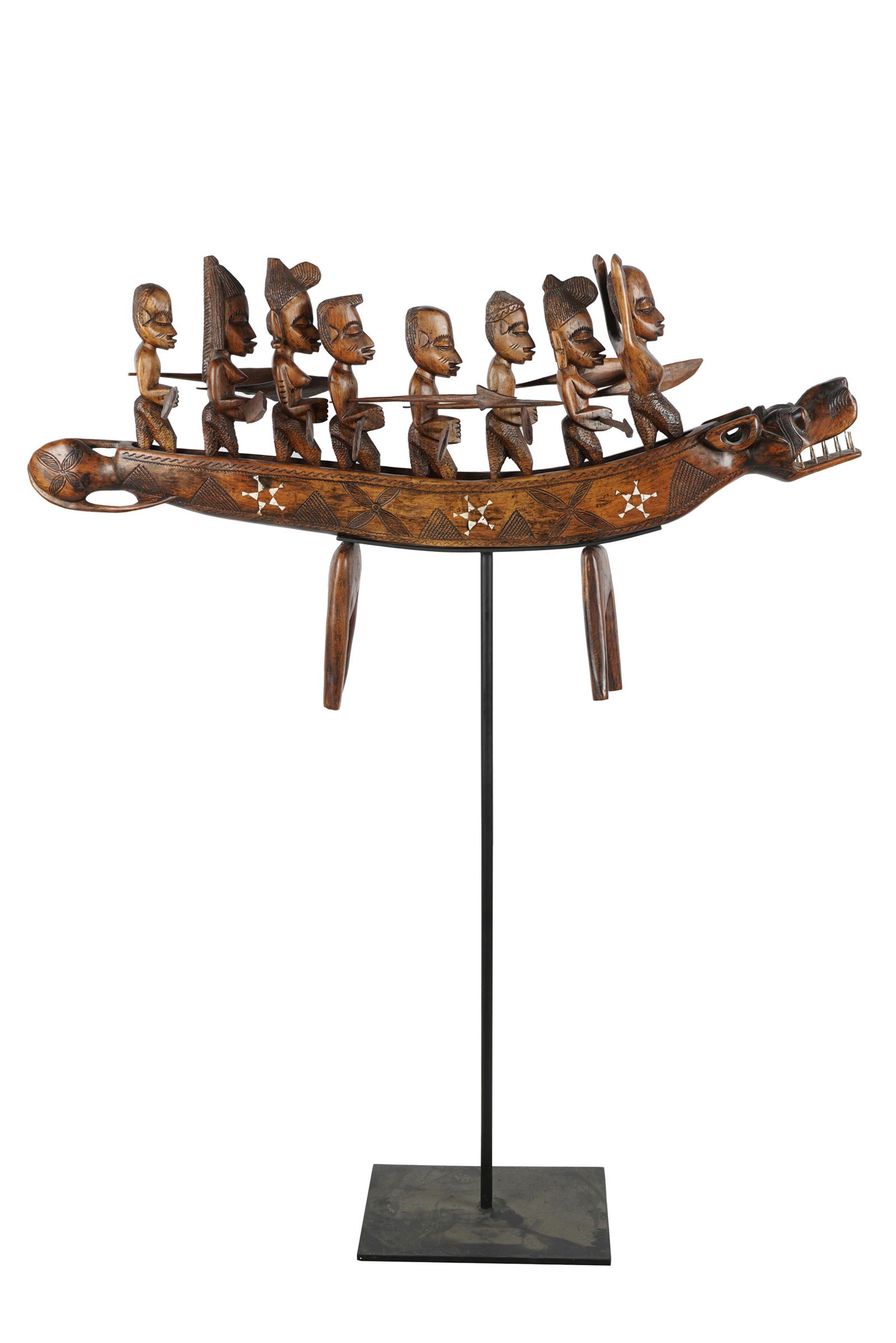 NIGERIAN INLAID WOOD BOAT CARVING (1 of 8)