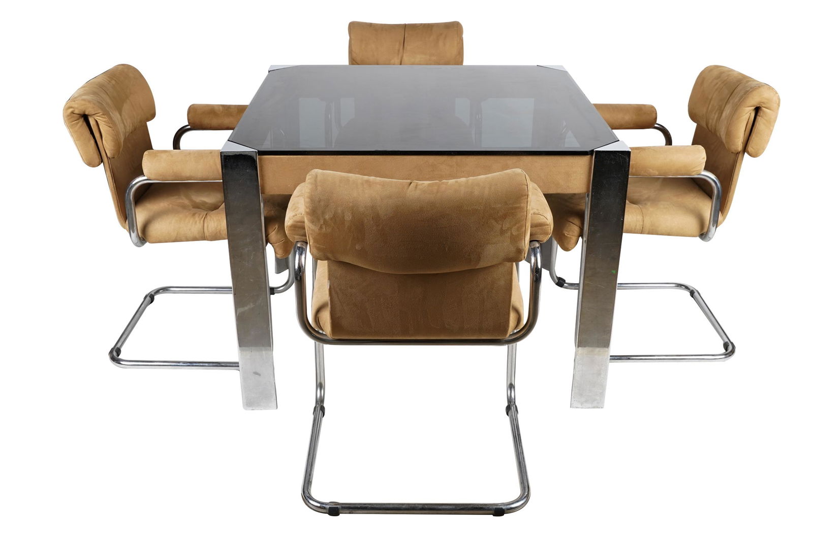 PACE SUEDE & CHROME GAME TABLE & CHAIRS (1 of 16)