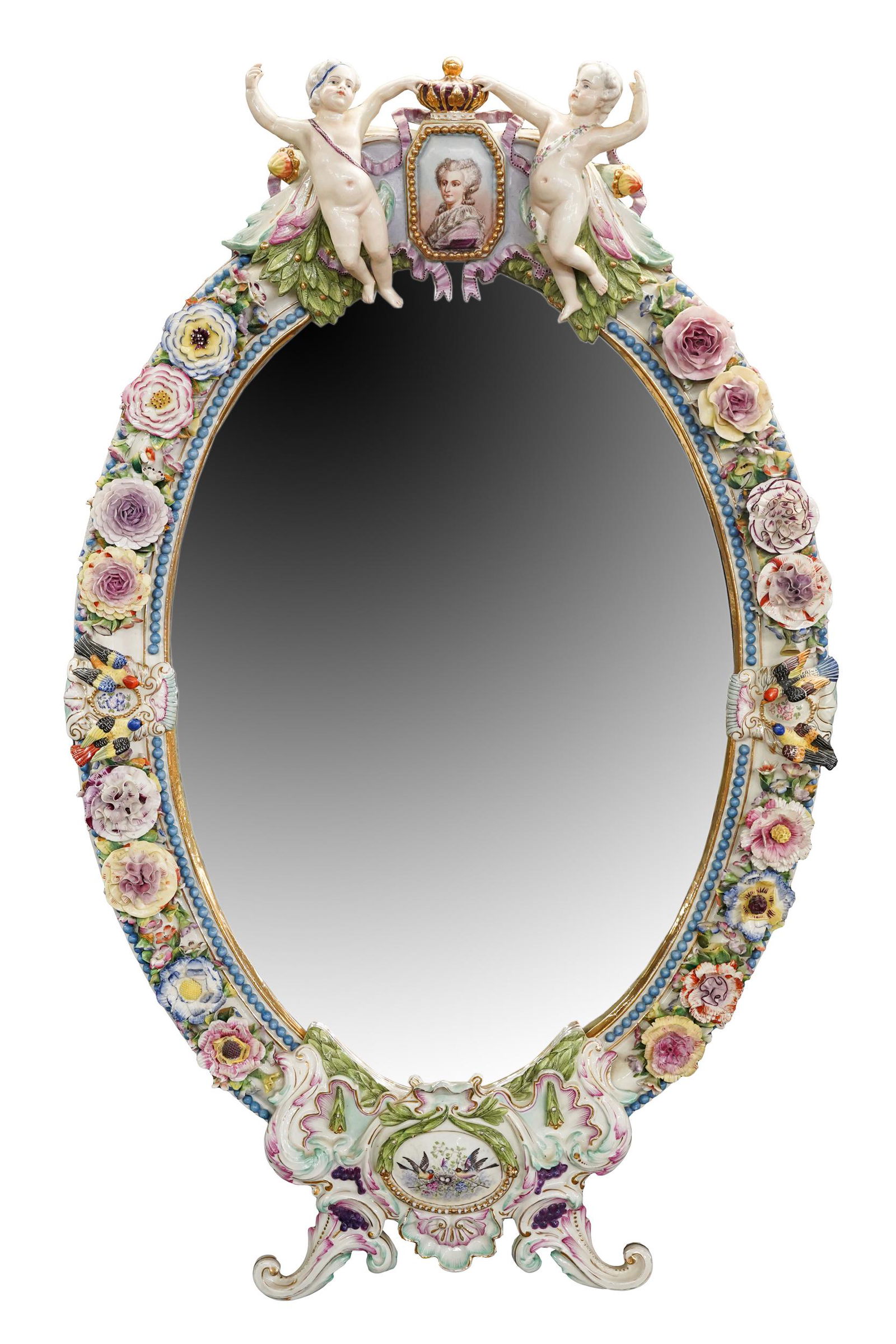 CONTINENTAL PORCELAIN FIGURAL WALL MIRROR (1 of 10)