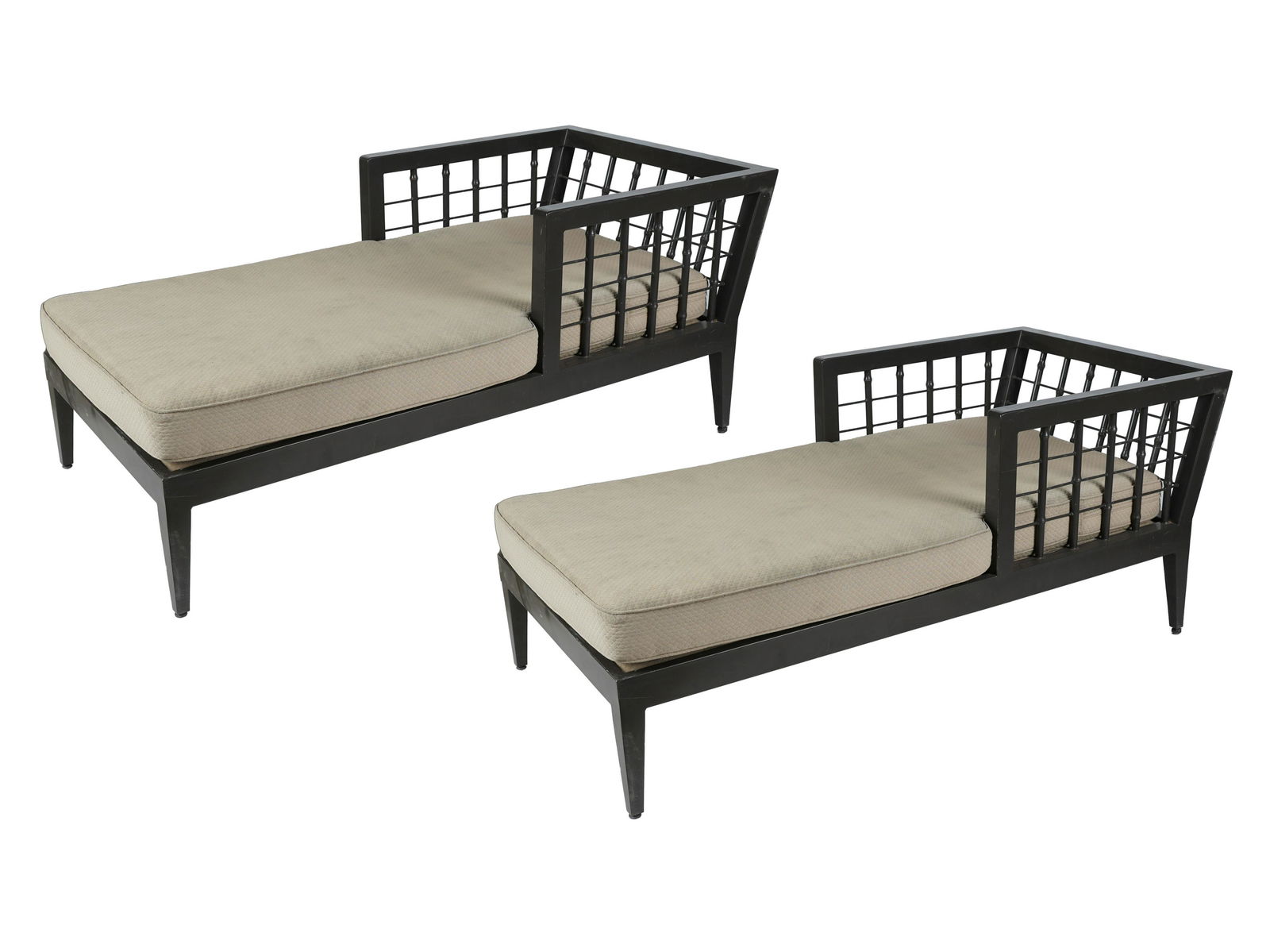 PAIR OF PAINTED METAL CHAISE LOUNGES (1 of 9)