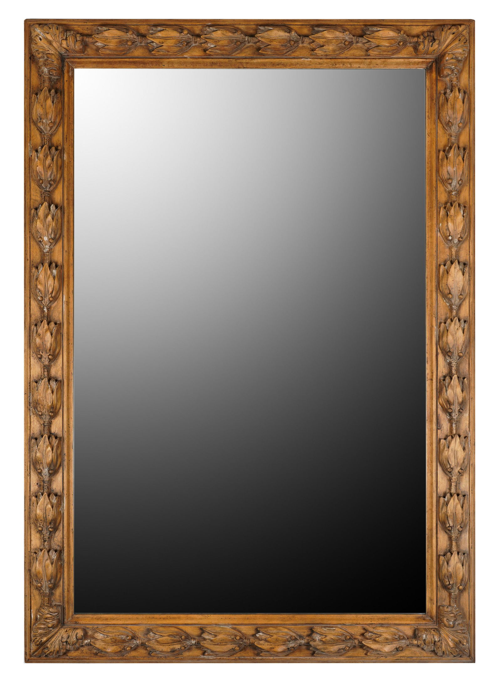 LARGE CARVED WOOD WALL MIRROR (1 of 10)