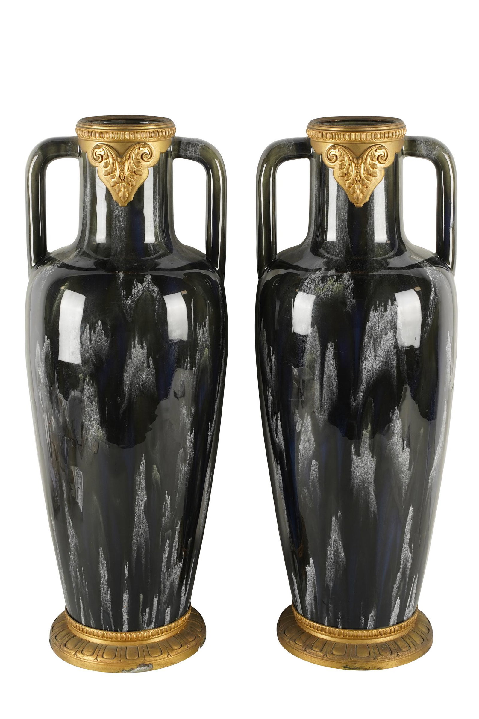 PAIR OF LARGE ART-DECO STYLE POTTERY VASES (1 of 11)
