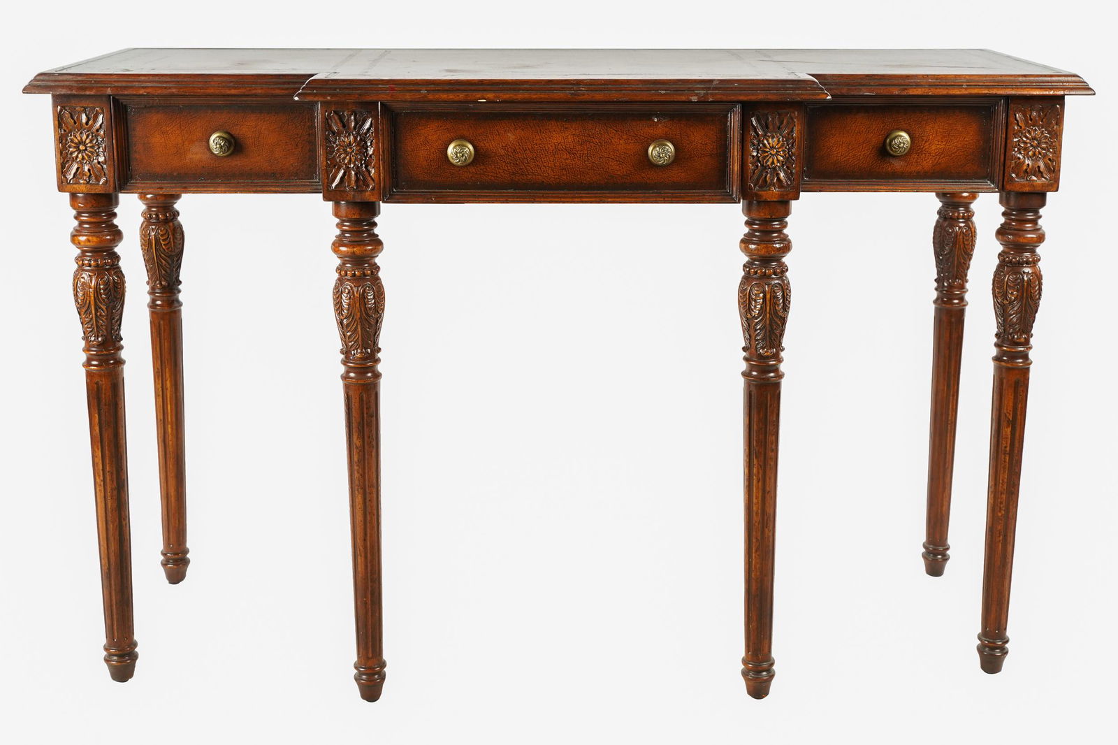JOHN RICHARD: CARVED & LEATHER-INSET CONSOLE TABLE (1 of 9)
