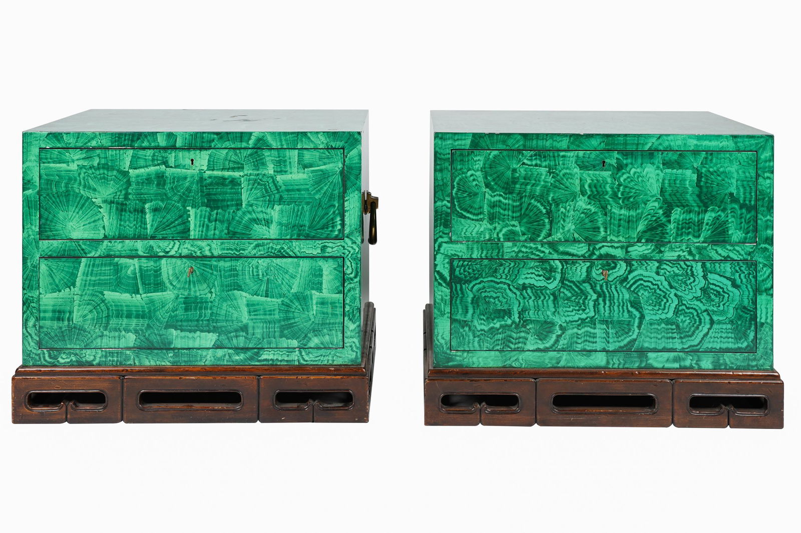 PAIR OF FAUX MALACHITE CHESTS OF DRAWERS (1 of 9)