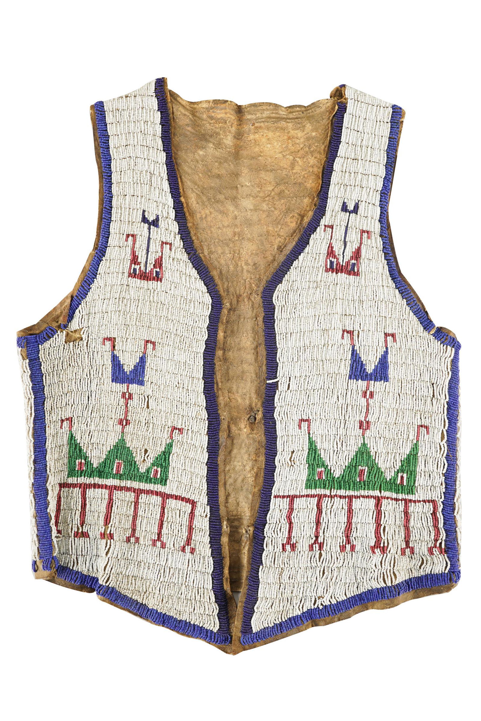AMERICAN INDIAN BEADED LEATHER VEST (1 of 12)