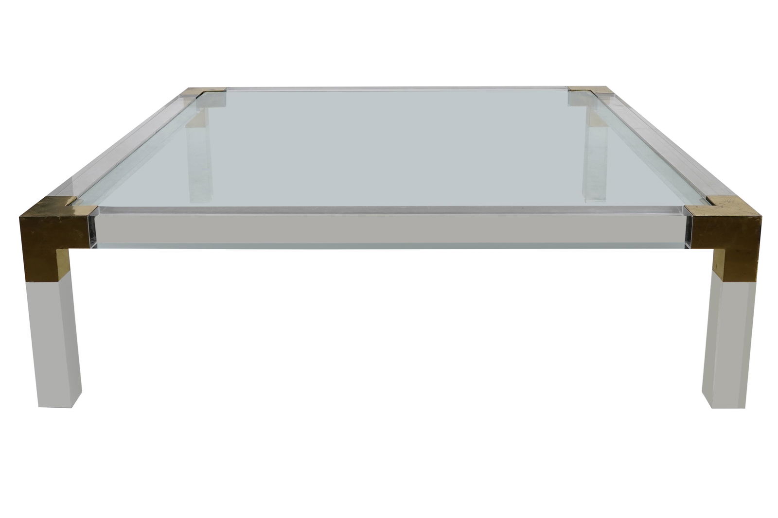 CHARLES HOLLIS JONES: LUCITE & GLASS COFFEE TABLE (1 of 7)