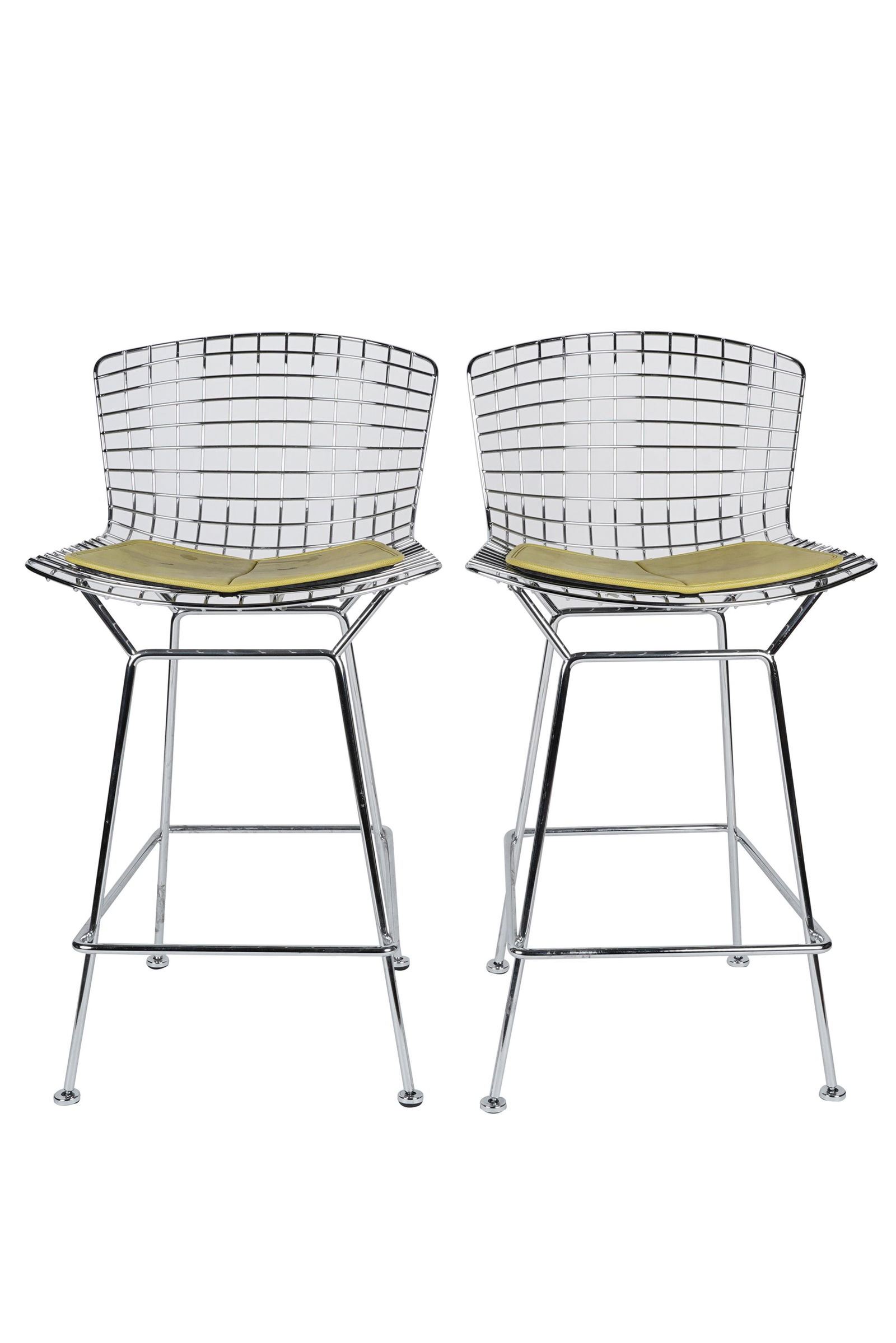 HARRY BERTOIA FOR KNOLL: PAIR CHROME WIRE BARSTOOLS (1 of 8)
