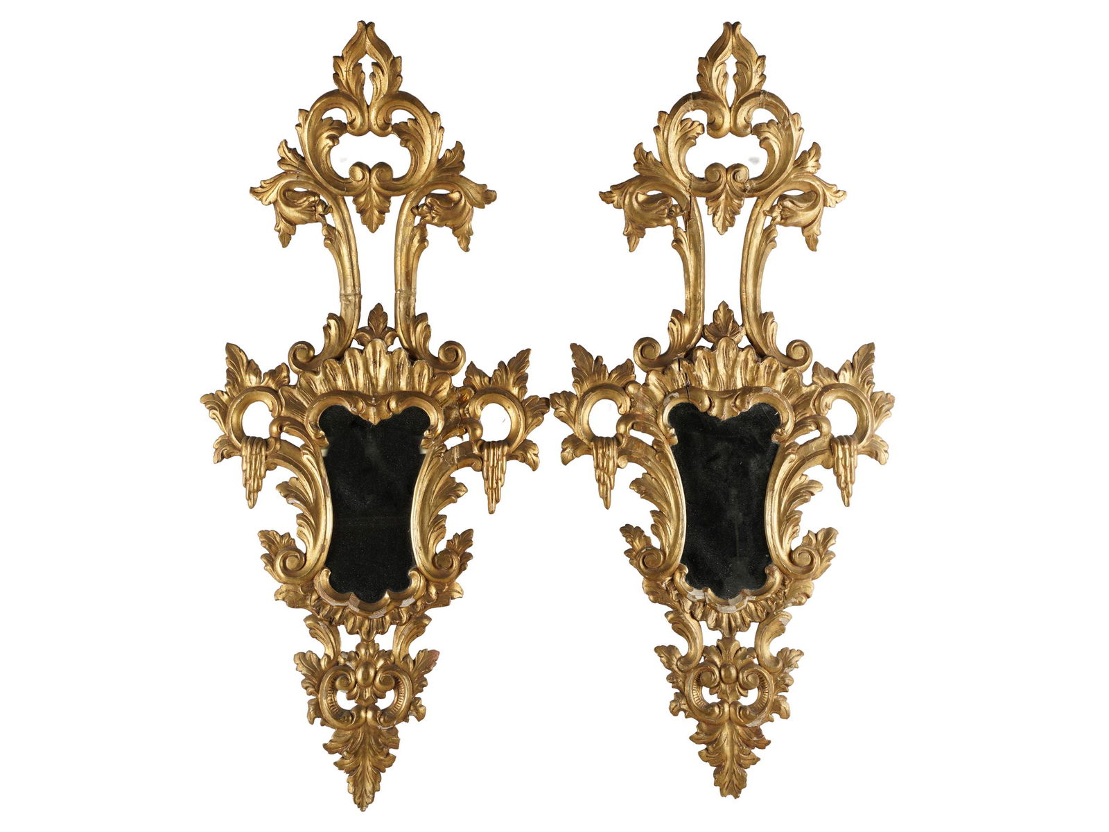 PAIR OF ROCOCO STYLE GILTWOOD WALL MIRRORS (1 of 10)