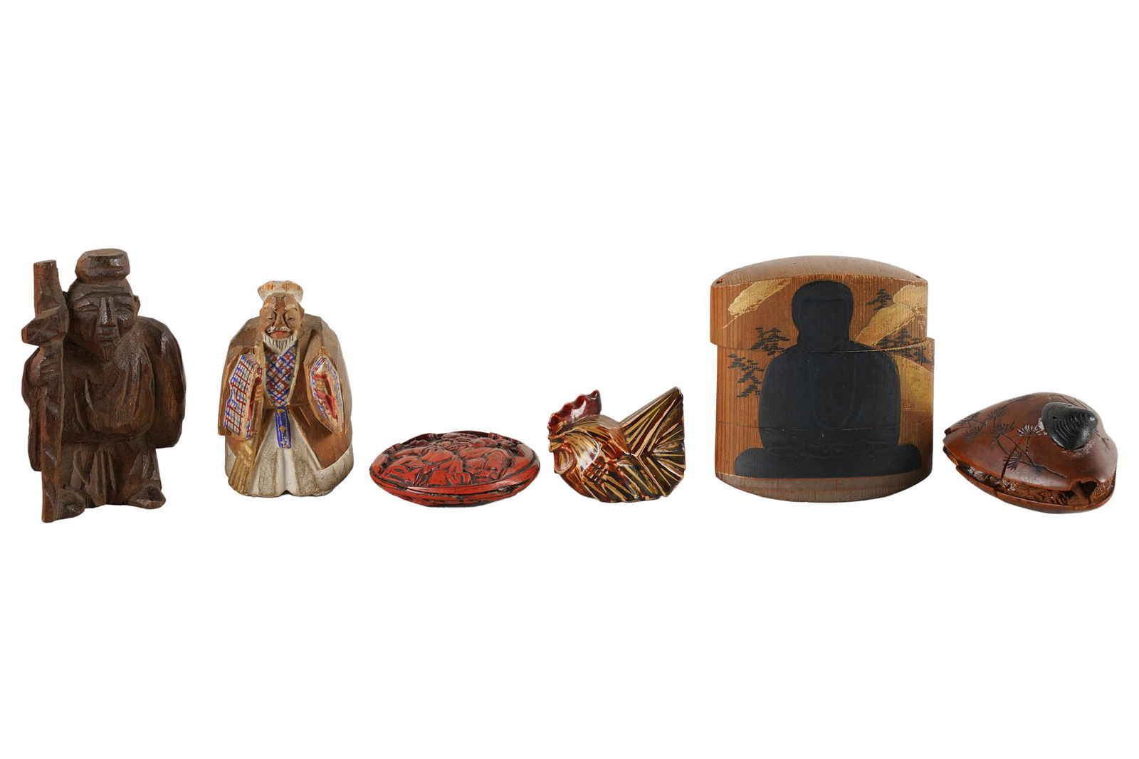 GROUP OF SIX MINIATURE ASIAN CARVINGS (1 of 9)