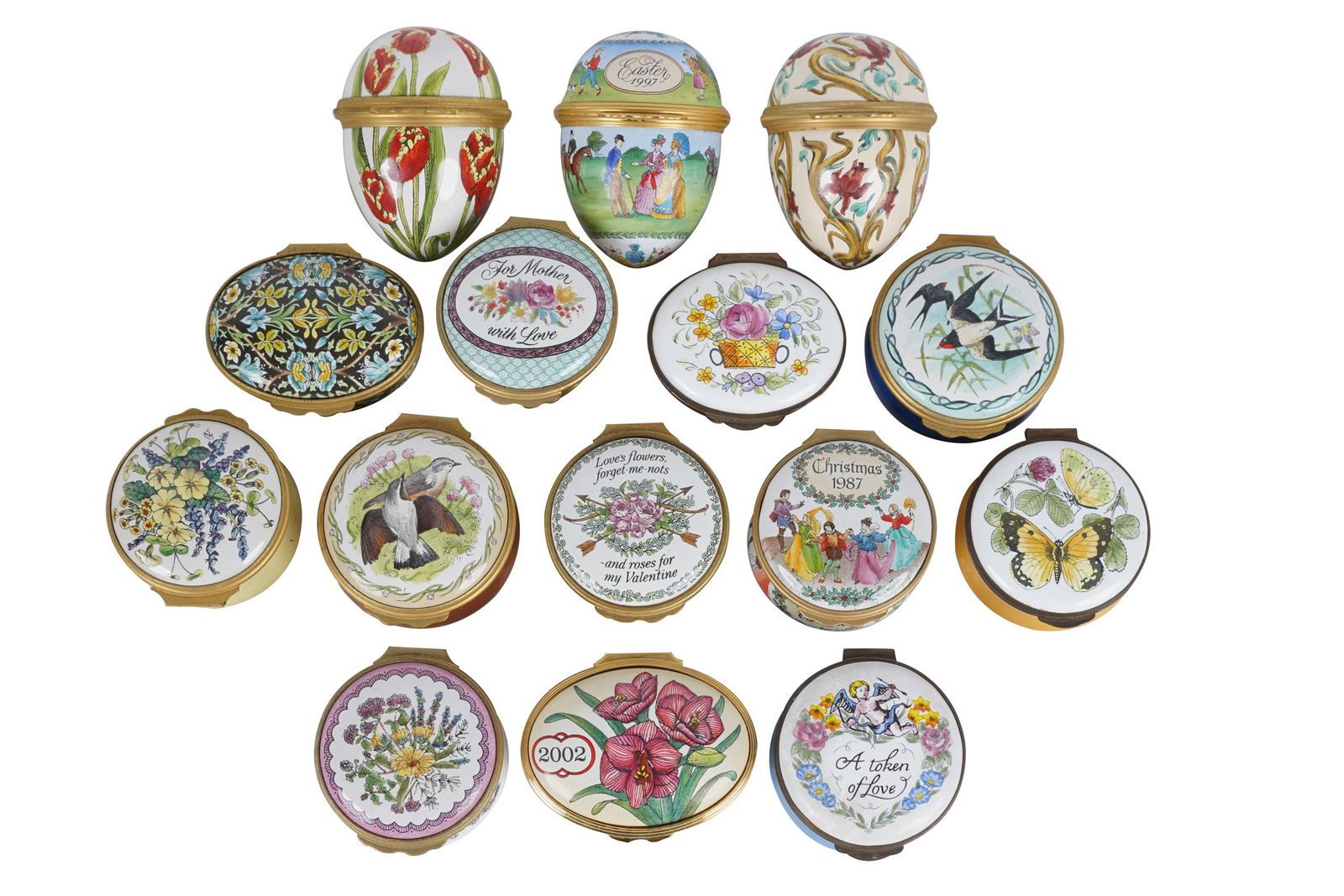 COLLECTION OF ENAMEL PILL BOXES (1 of 12)